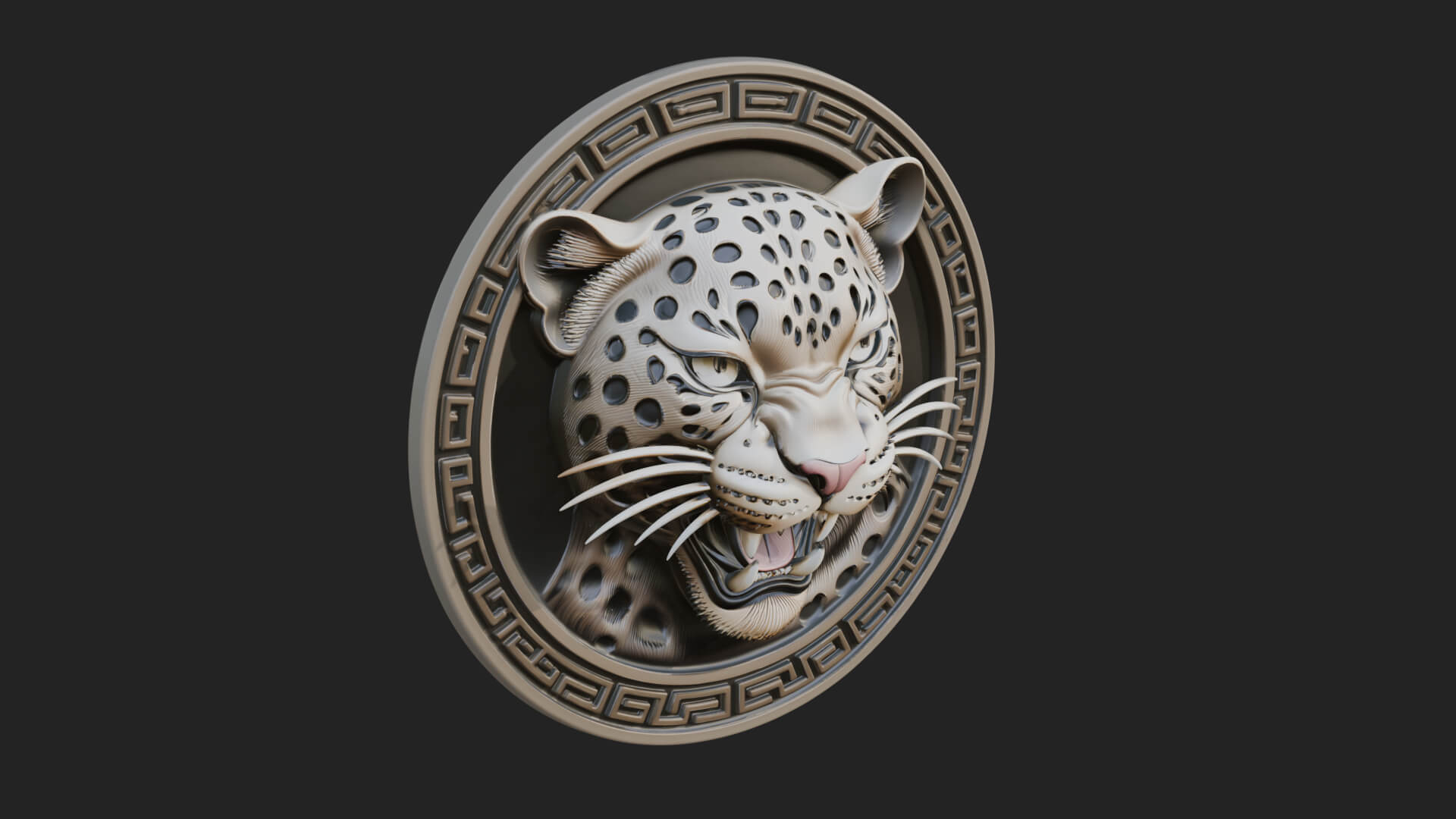 Leopard Head Oval Relief Plaque Design 3 3D Print Model 3D Model