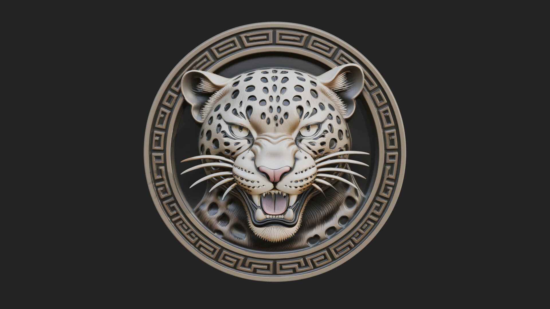 Leopard Head Oval Relief Plaque Design 3 3D Print Model 3D Model