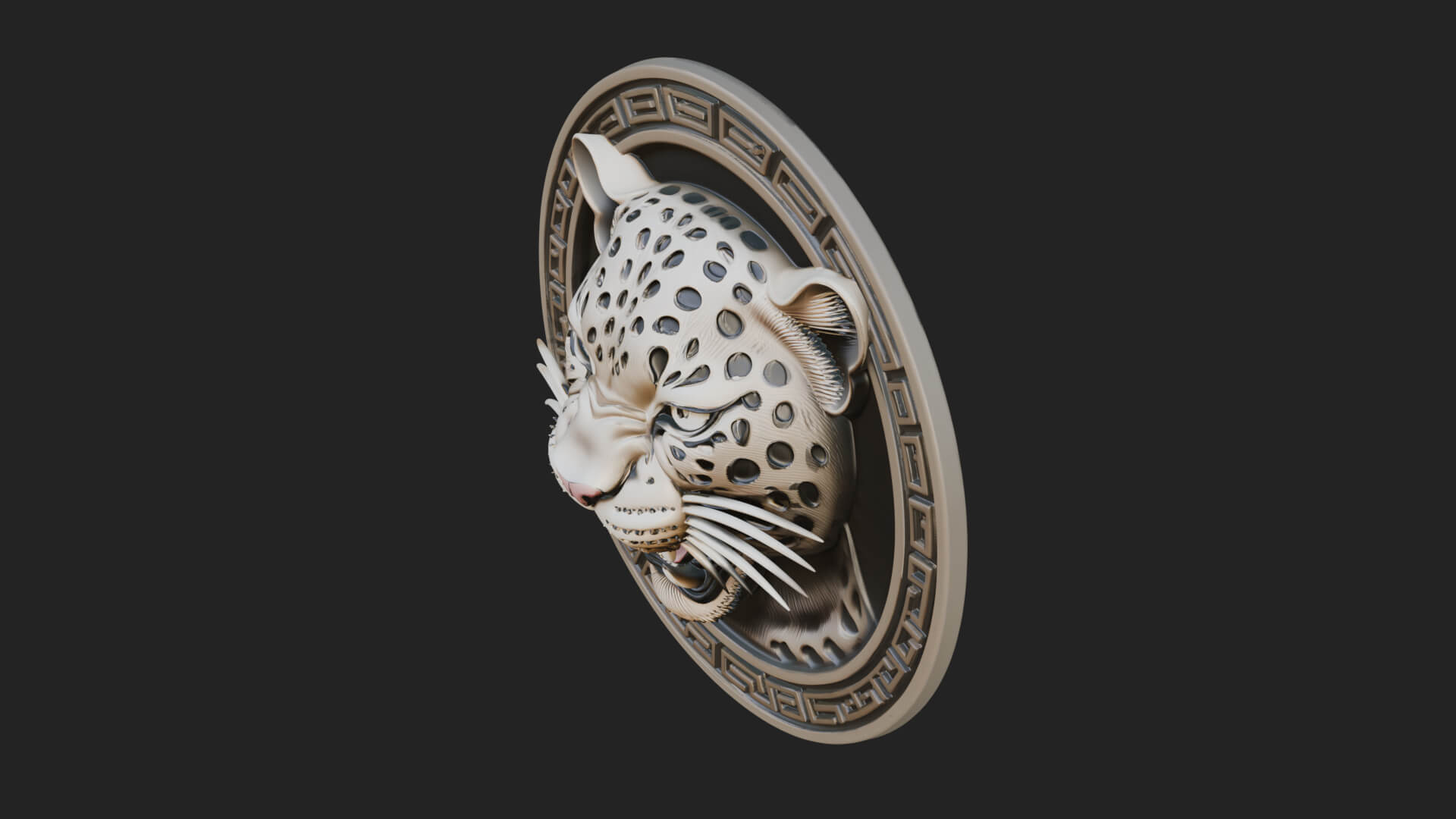 Leopard Head Oval Relief Plaque Design 3 3D Print Model 3D Model
