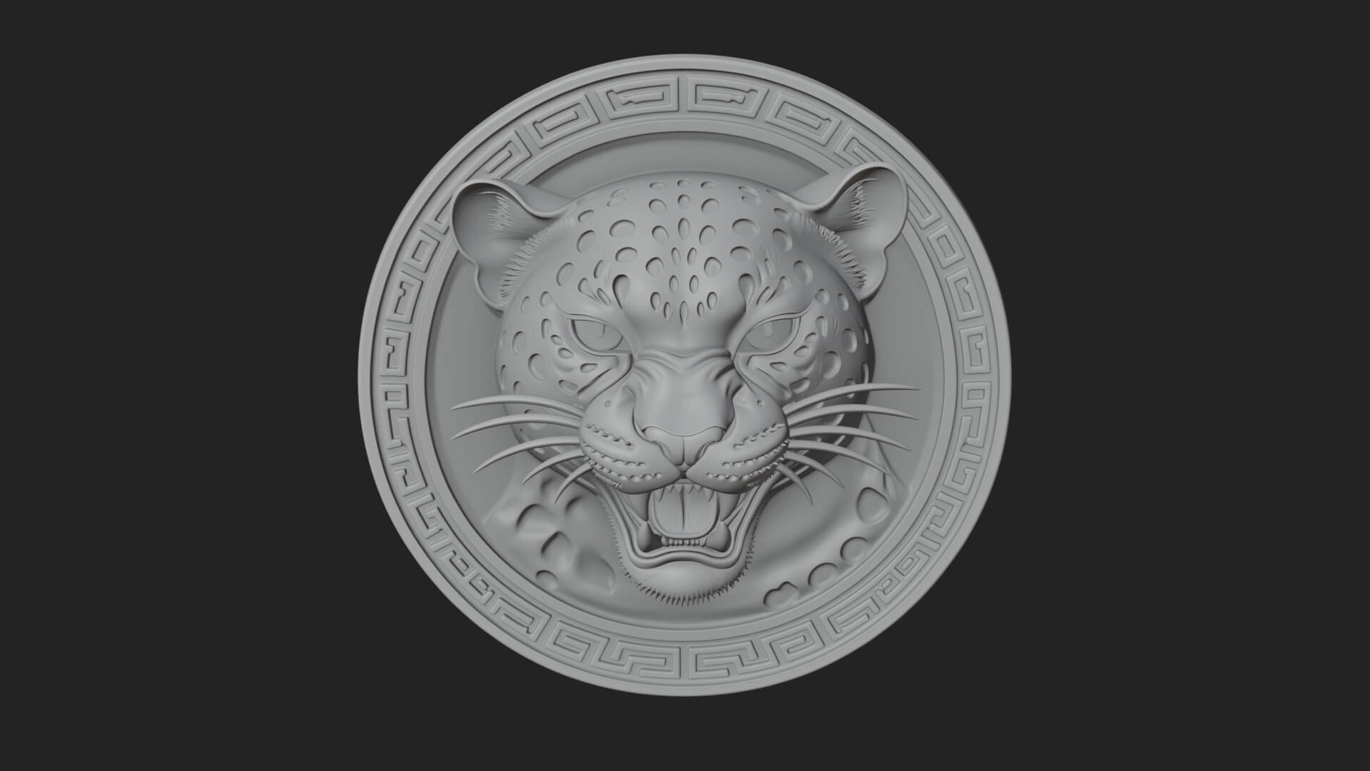 Leopard Head Oval Relief Plaque Design 3 3D Print Model 3D Model