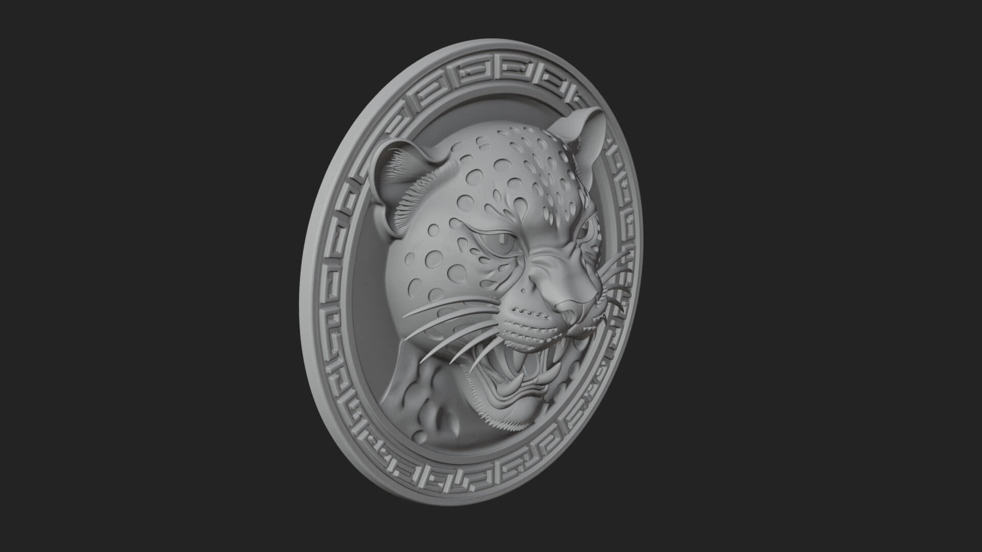 Leopard Head Oval Relief Plaque Design 3 3D Print Model 3D Model