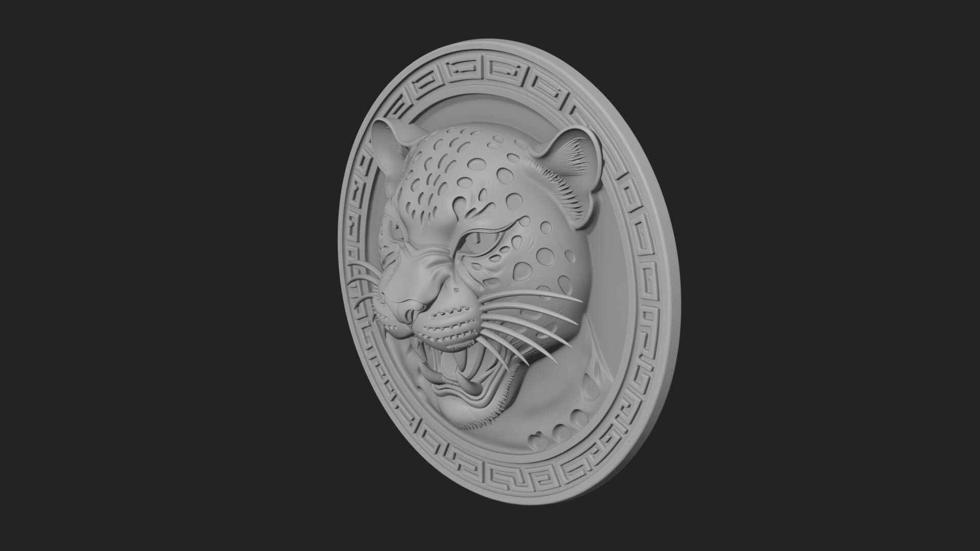 Leopard Head Oval Relief Plaque Design 3 3D Print Model 3D Model