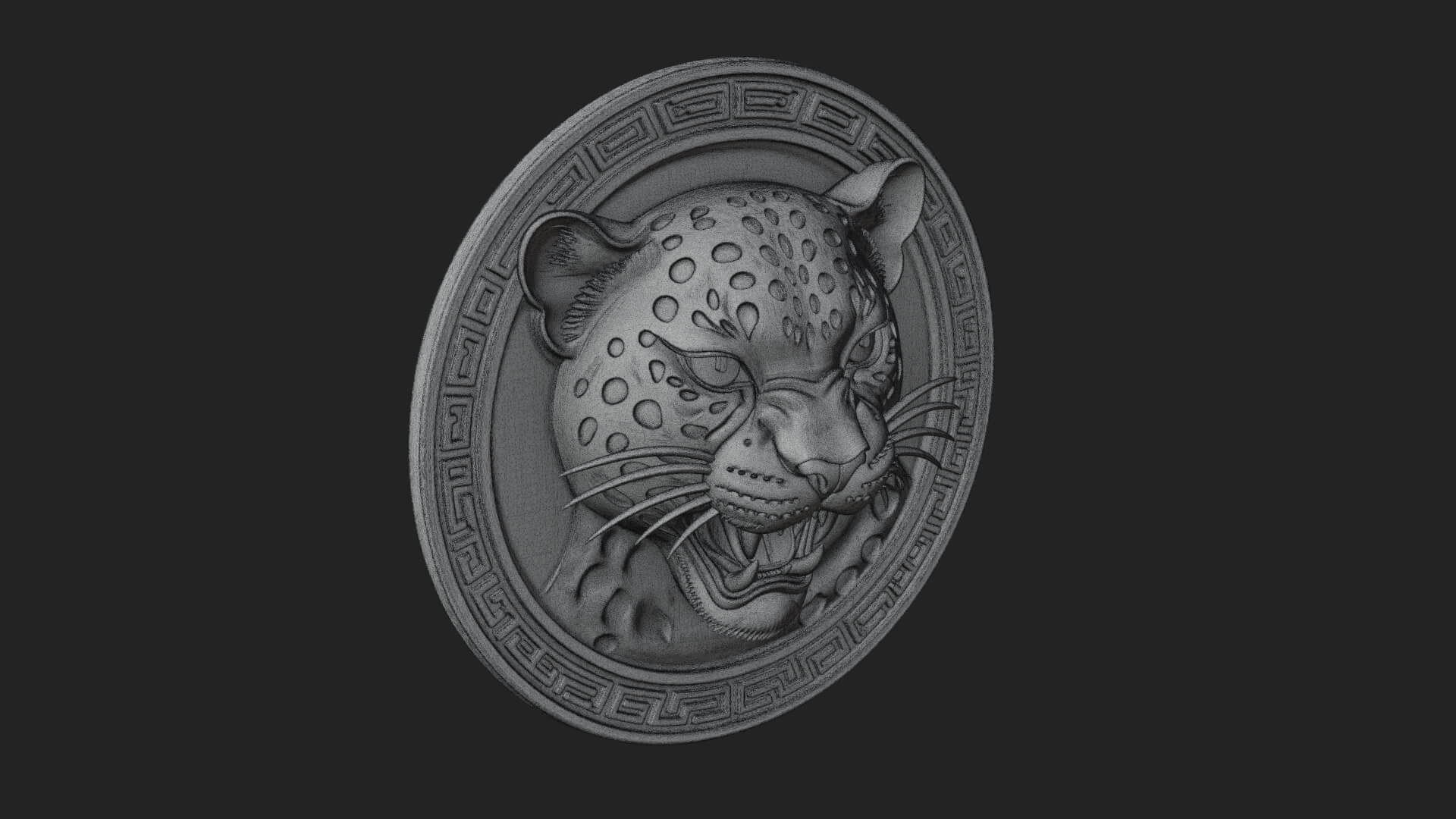 Leopard Head Oval Relief Plaque Design 3 3D Print Model 3D Model