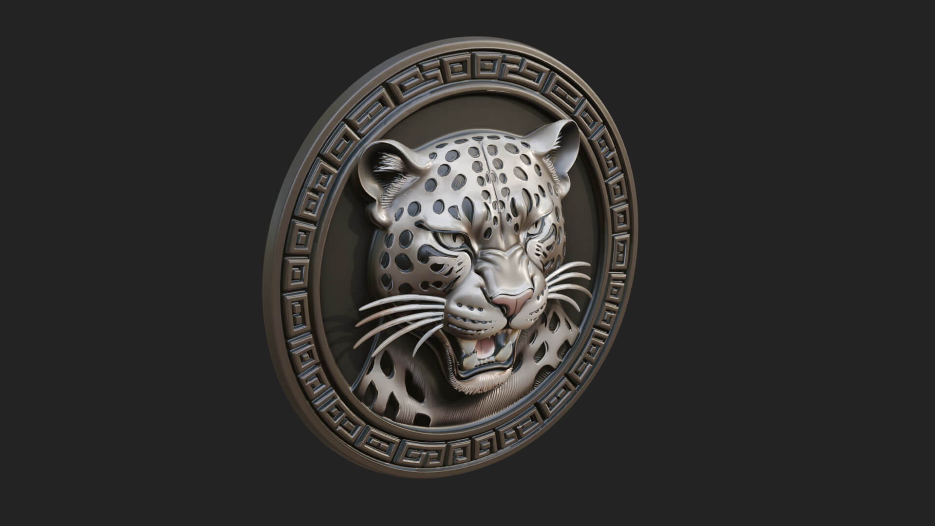 Leopard Head Oval Relief Plaque Design 4 3D Print Model 3D Model