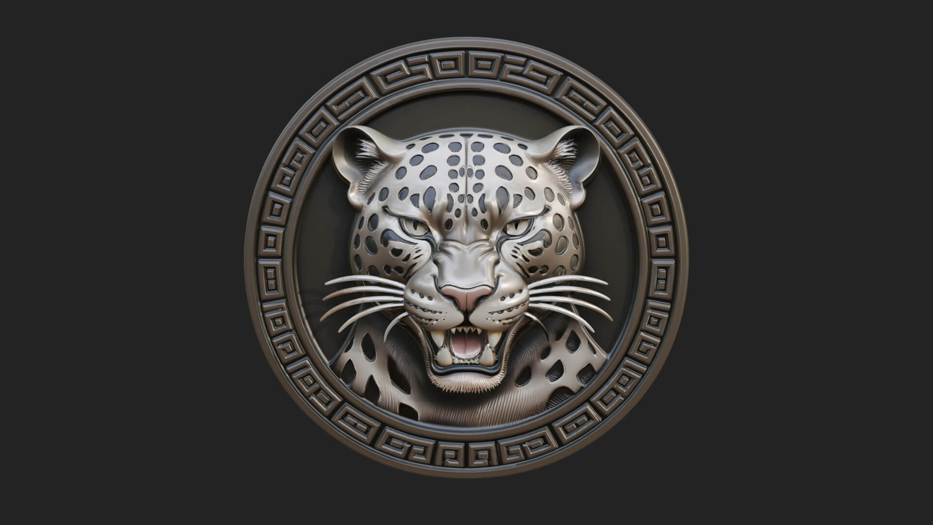 Leopard Head Oval Relief Plaque Design 4 3D Print Model 3D Model