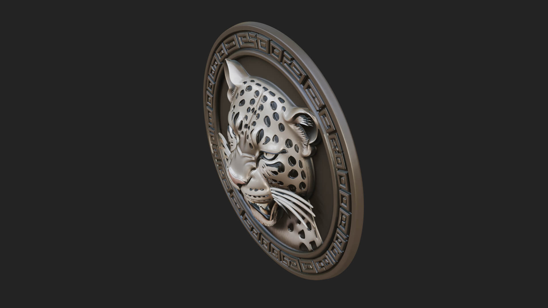 Leopard Head Oval Relief Plaque Design 4 3D Print Model 3D Model