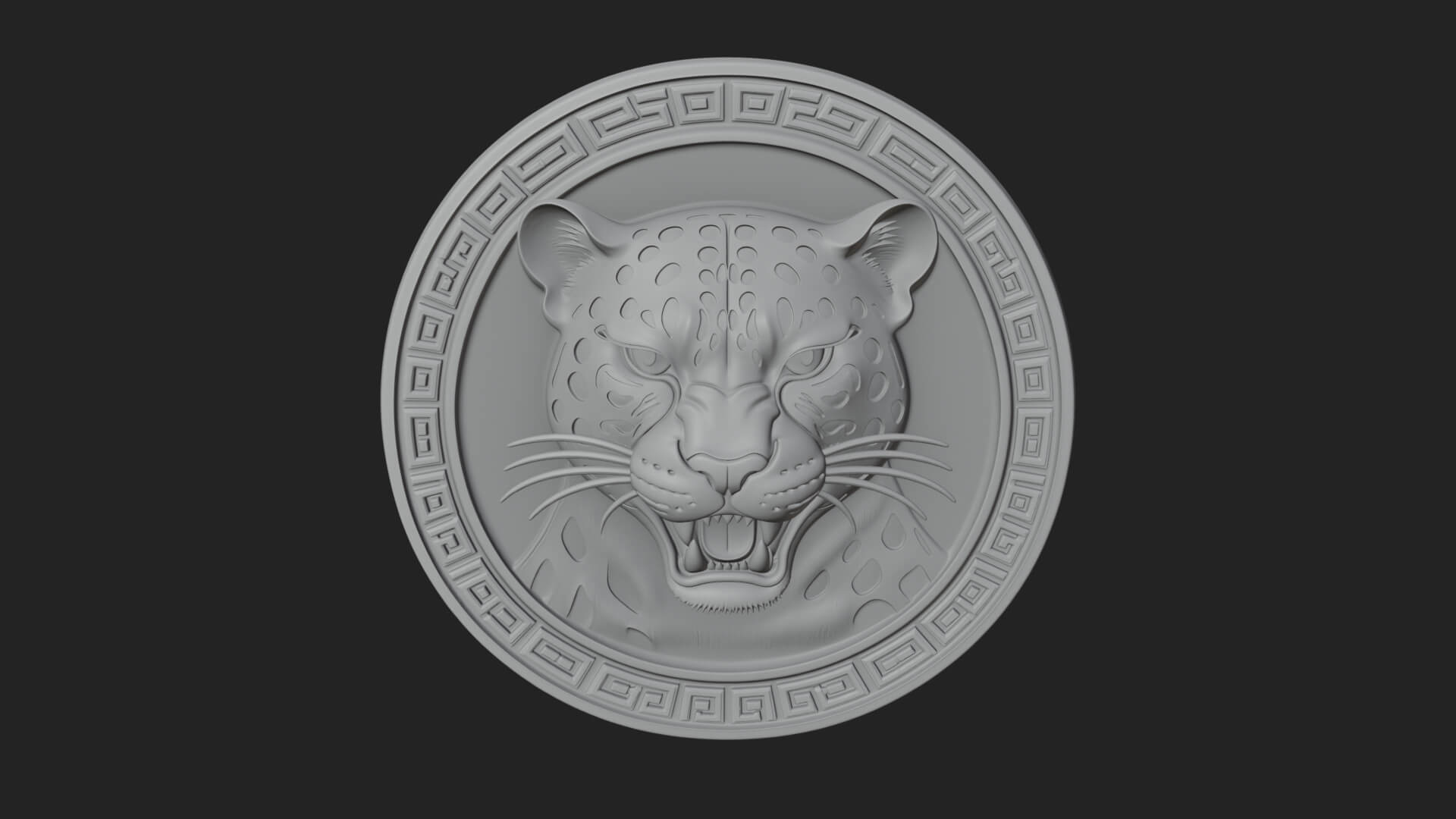 Leopard Head Oval Relief Plaque Design 4 3D Print Model 3D Model