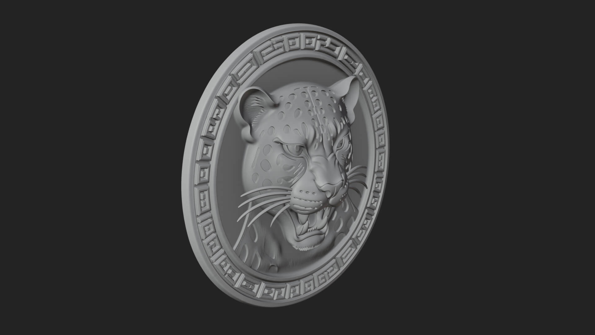 Leopard Head Oval Relief Plaque Design 4 3D Print Model 3D Model
