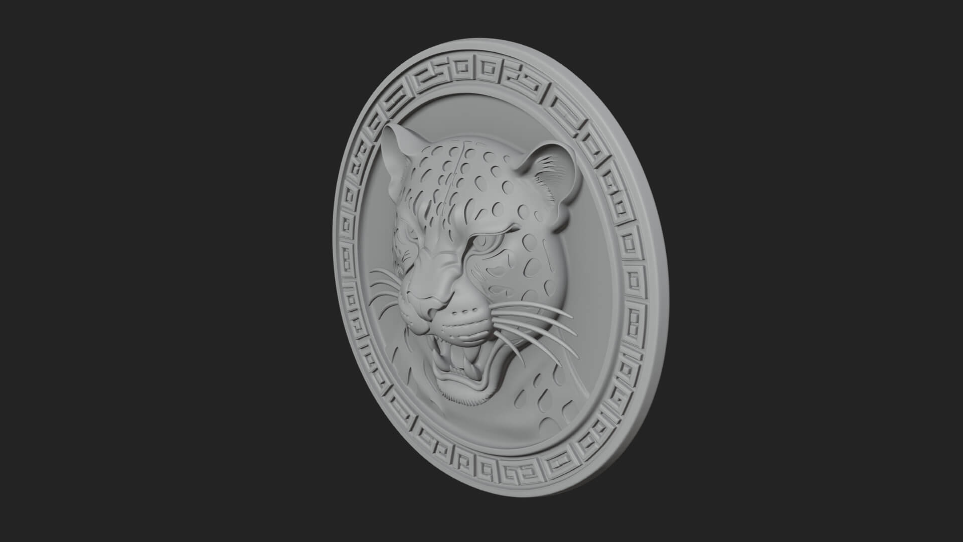 Leopard Head Oval Relief Plaque Design 4 3D Print Model 3D Model