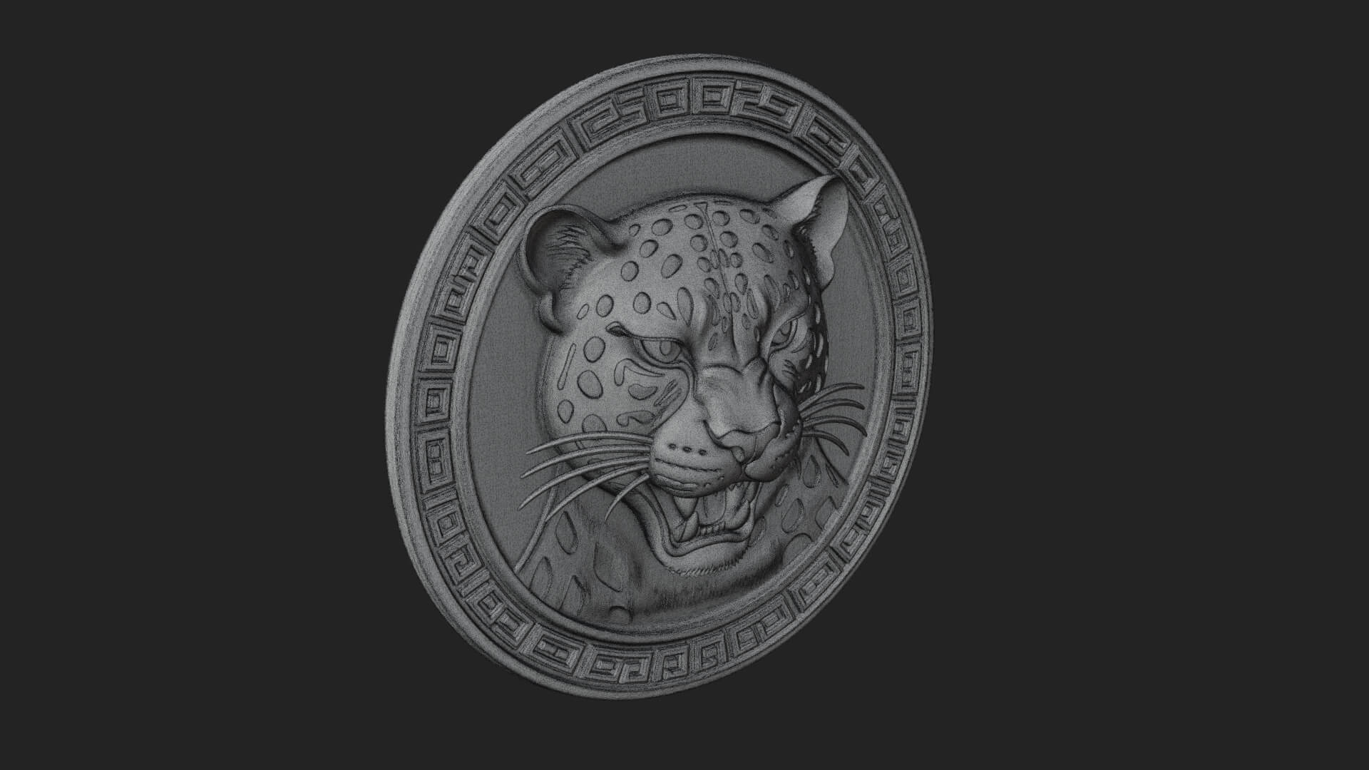 Leopard Head Oval Relief Plaque Design 4 3D Print Model 3D Model