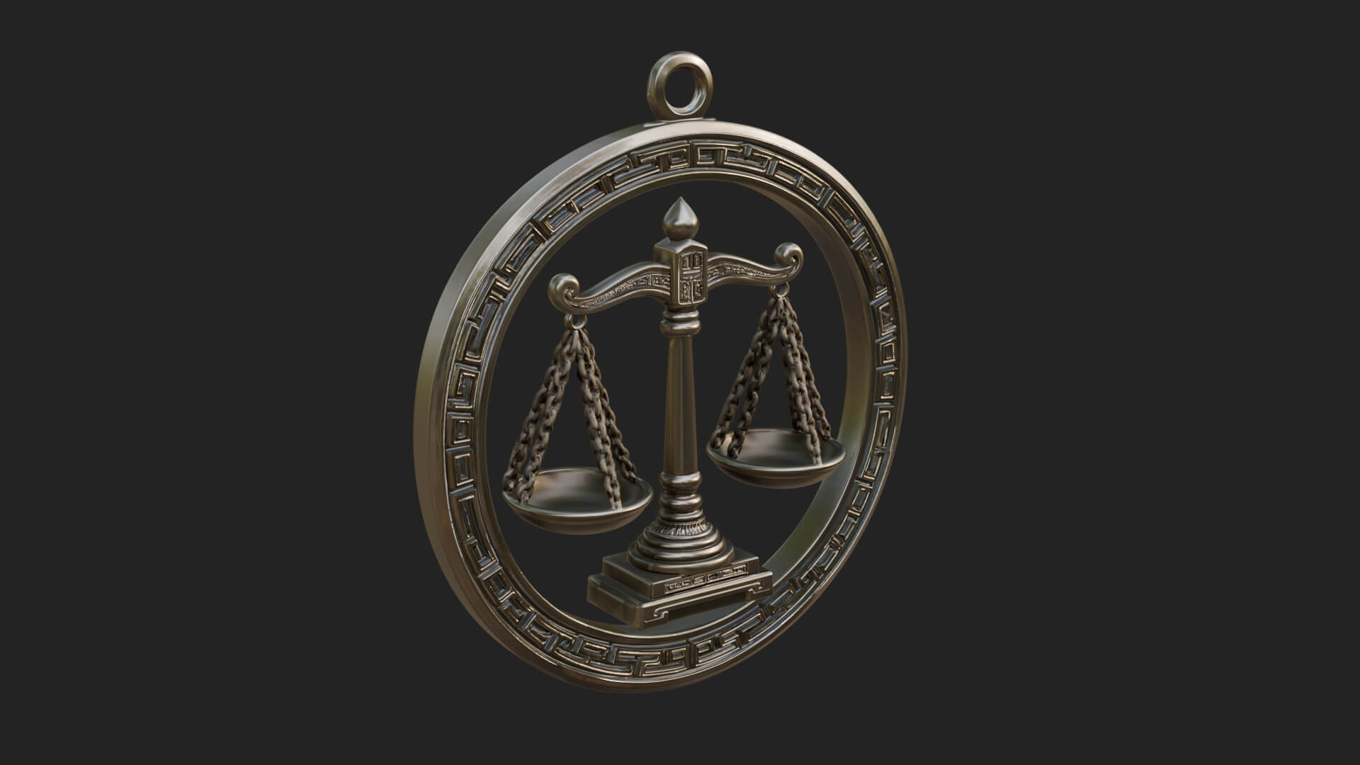 Libra Zodiac Relief Medallion Pendant Design 5 3D Print Mode 3D Model