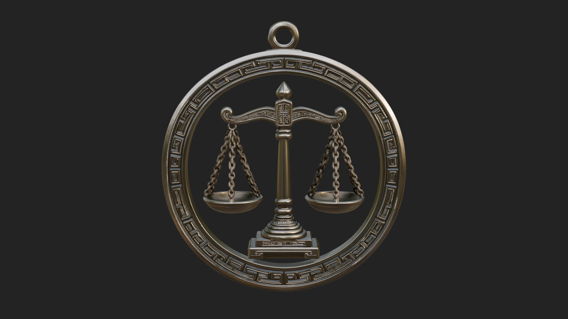 Libra Zodiac Relief Medallion Pendant Design 5 3D Print Mode 3D Model
