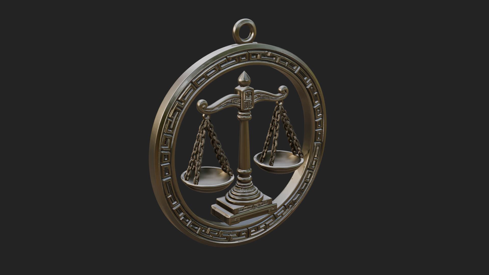 Libra Zodiac Relief Medallion Pendant Design 5 3D Print Mode 3D Model