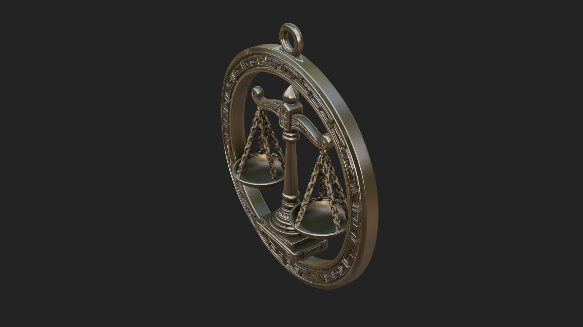Libra Zodiac Relief Medallion Pendant Design 5 3D Print Mode 3D Model