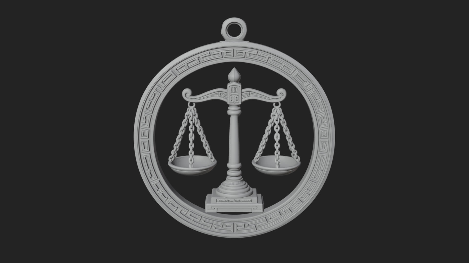 Libra Zodiac Relief Medallion Pendant Design 5 3D Print Mode 3D Model