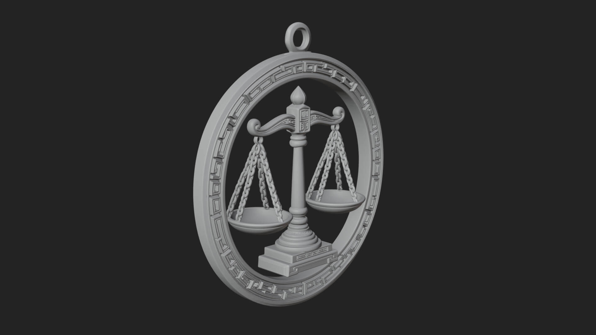 Libra Zodiac Relief Medallion Pendant Design 5 3D Print Mode 3D Model