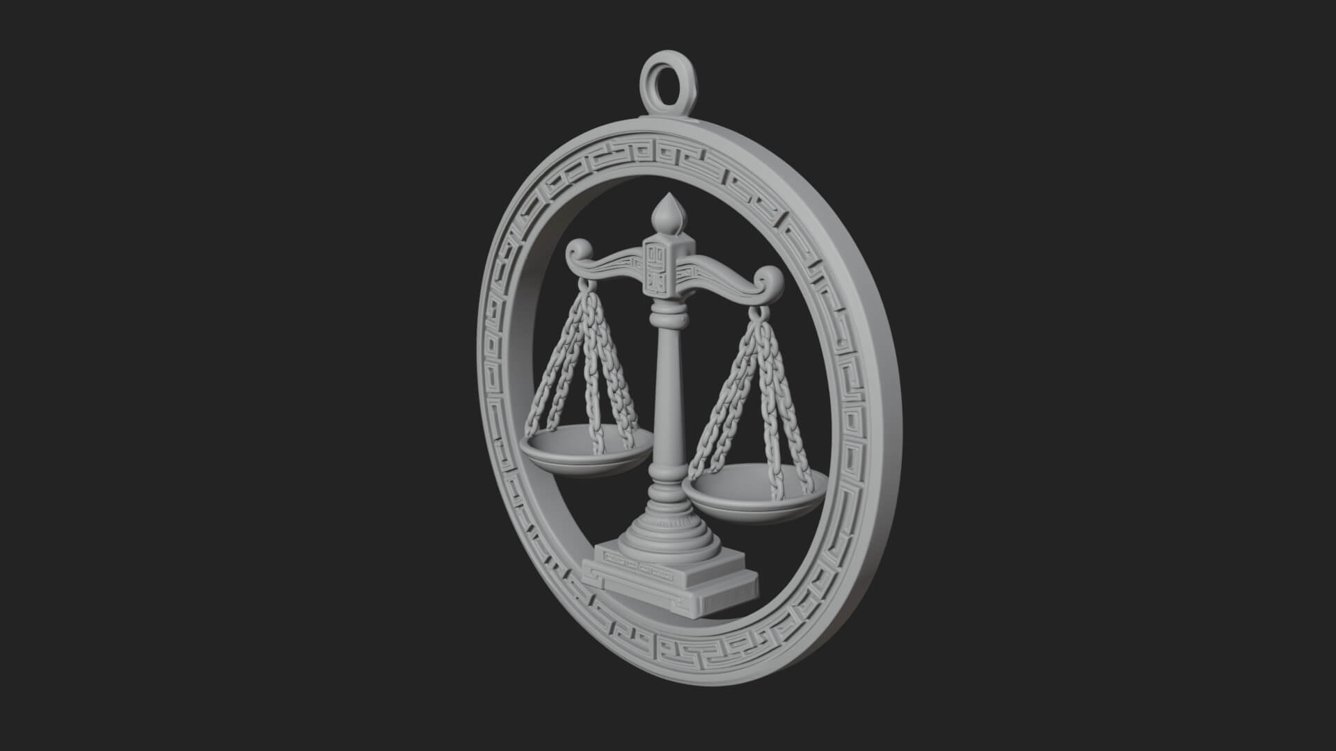 Libra Zodiac Relief Medallion Pendant Design 5 3D Print Mode 3D Model