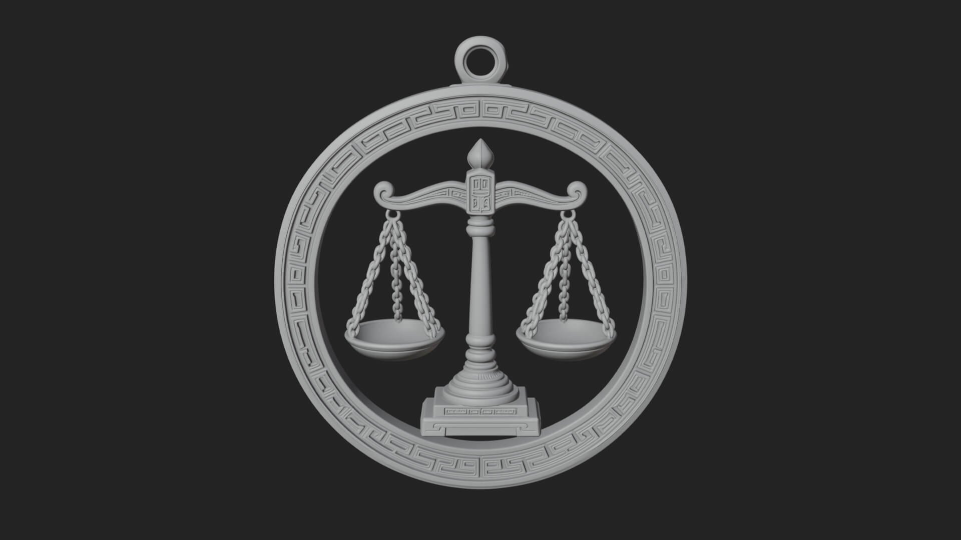 Libra Zodiac Relief Medallion Pendant Design 5 3D Print Mode 3D Model