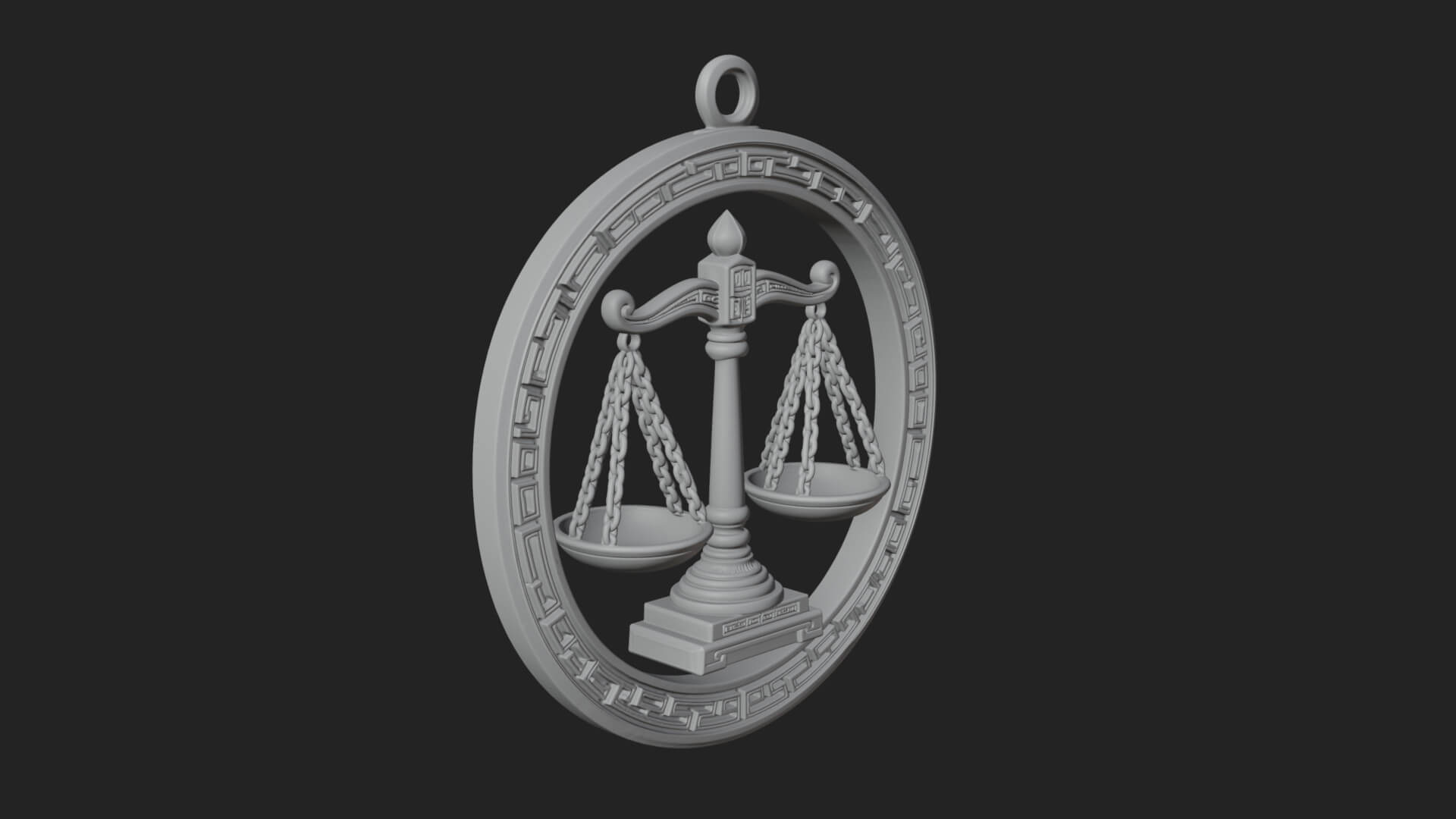 Libra Zodiac Relief Medallion Pendant Design 5 3D Print Mode 3D Model