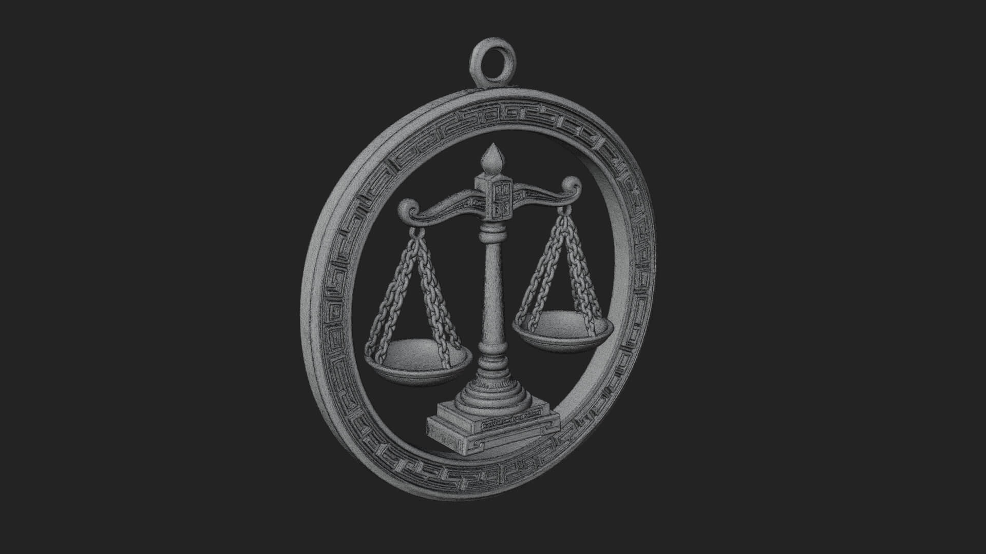 Libra Zodiac Relief Medallion Pendant Design 5 3D Print Mode 3D Model