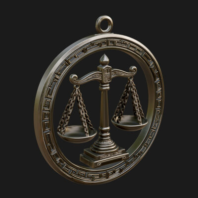 Libra Zodiac Relief Medallion Pendant Design 5 3D Print Mode