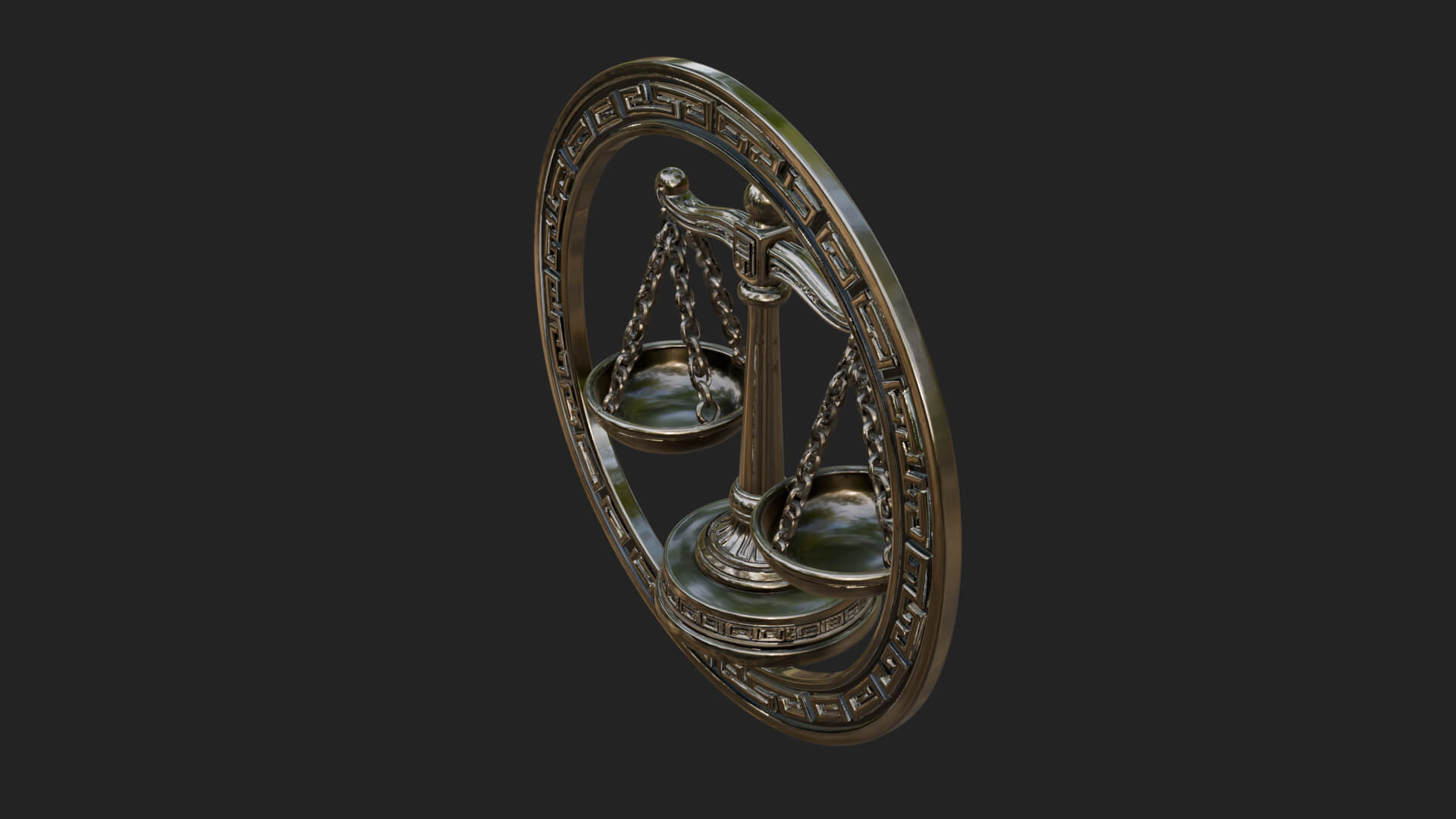 Libra Zodiac Relief Medallion Pendant Design 6 3D Print Mode 3D Model