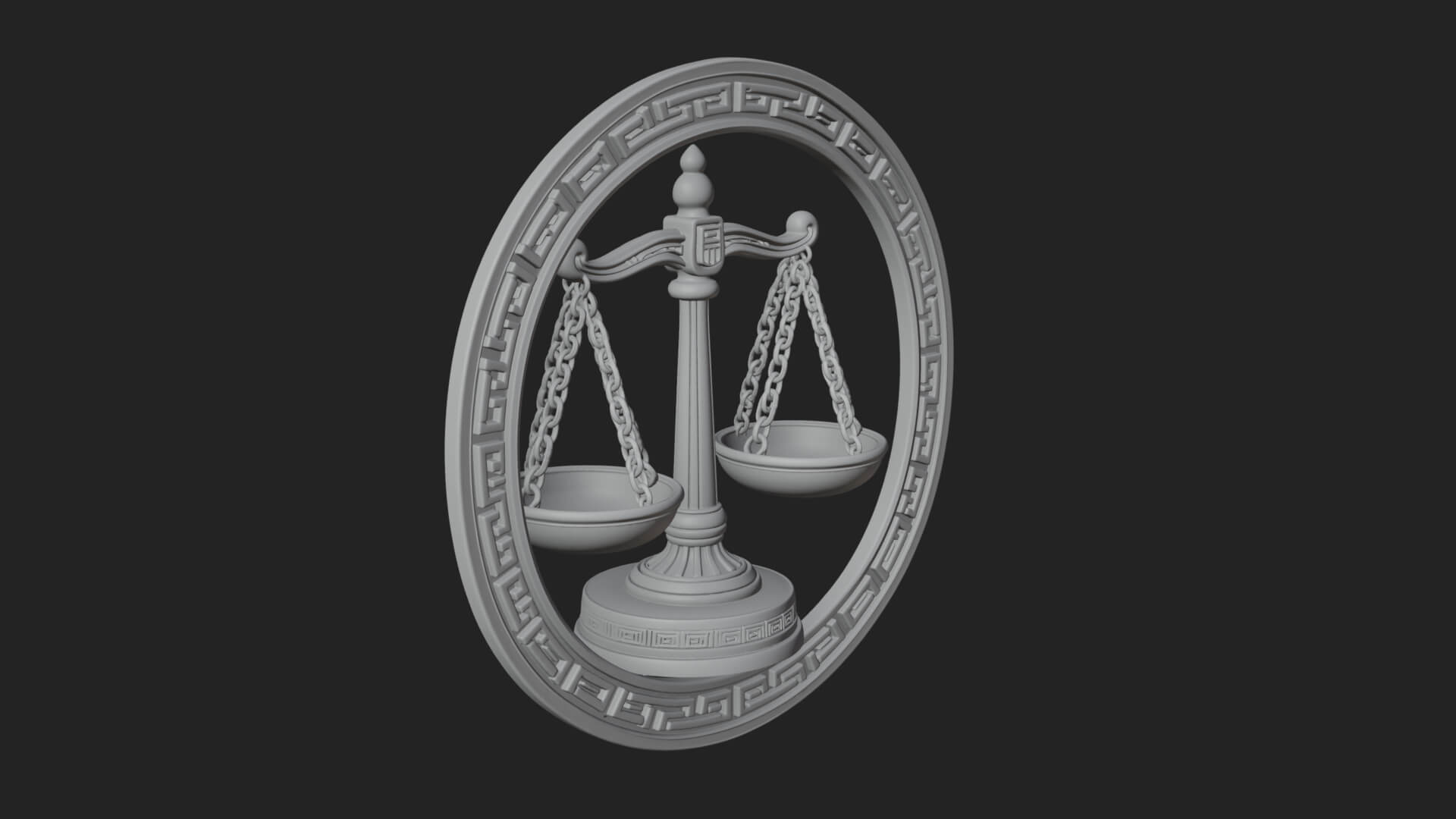 Libra Zodiac Relief Medallion Pendant Design 6 3D Print Mode 3D Model