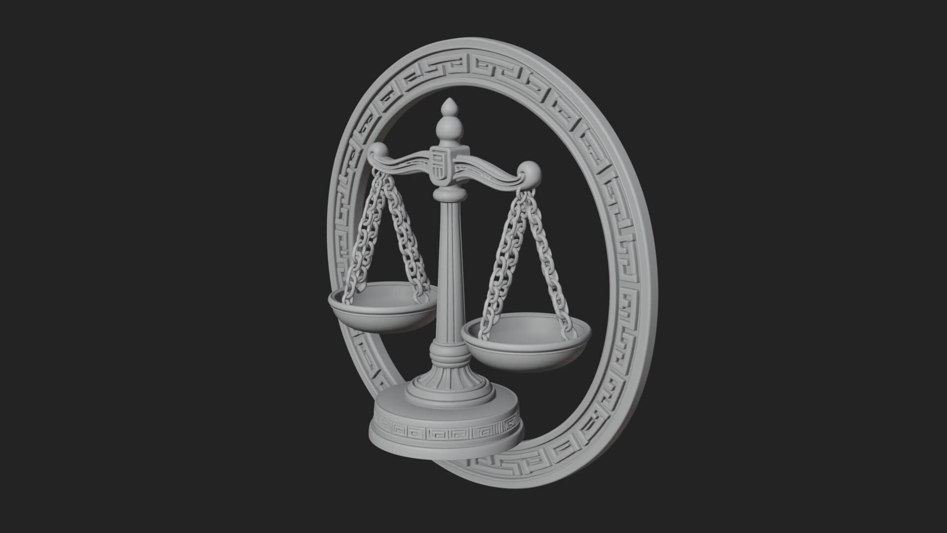 Libra Zodiac Relief Medallion Pendant Design 6 3D Print Mode 3D Model