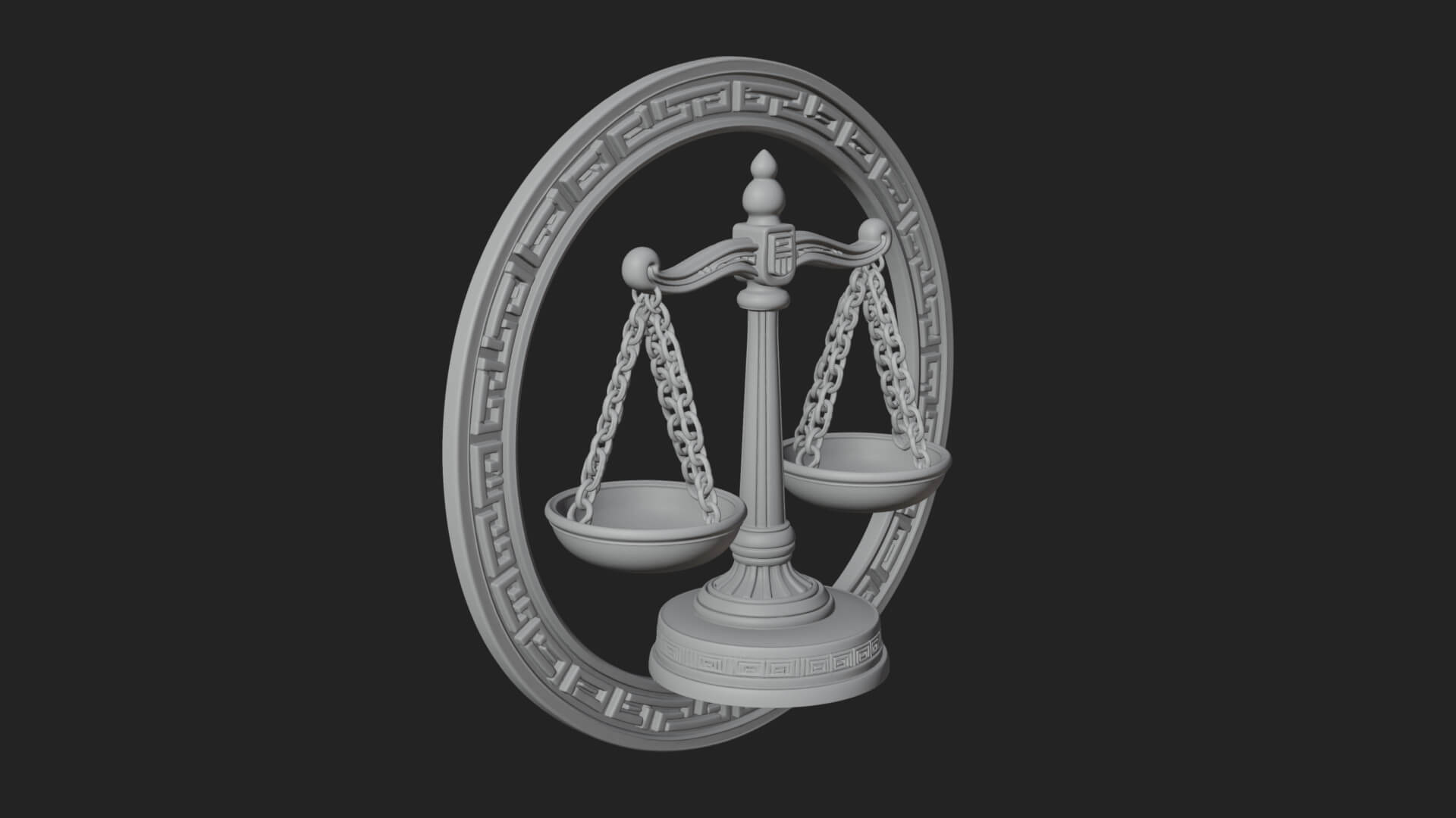 Libra Zodiac Relief Medallion Pendant Design 6 3D Print Mode 3D Model