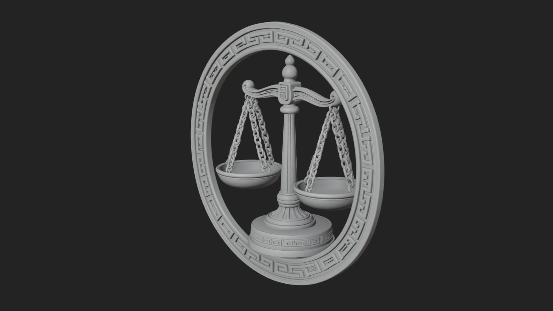 Libra Zodiac Relief Medallion Pendant Design 6 3D Print Mode 3D Model