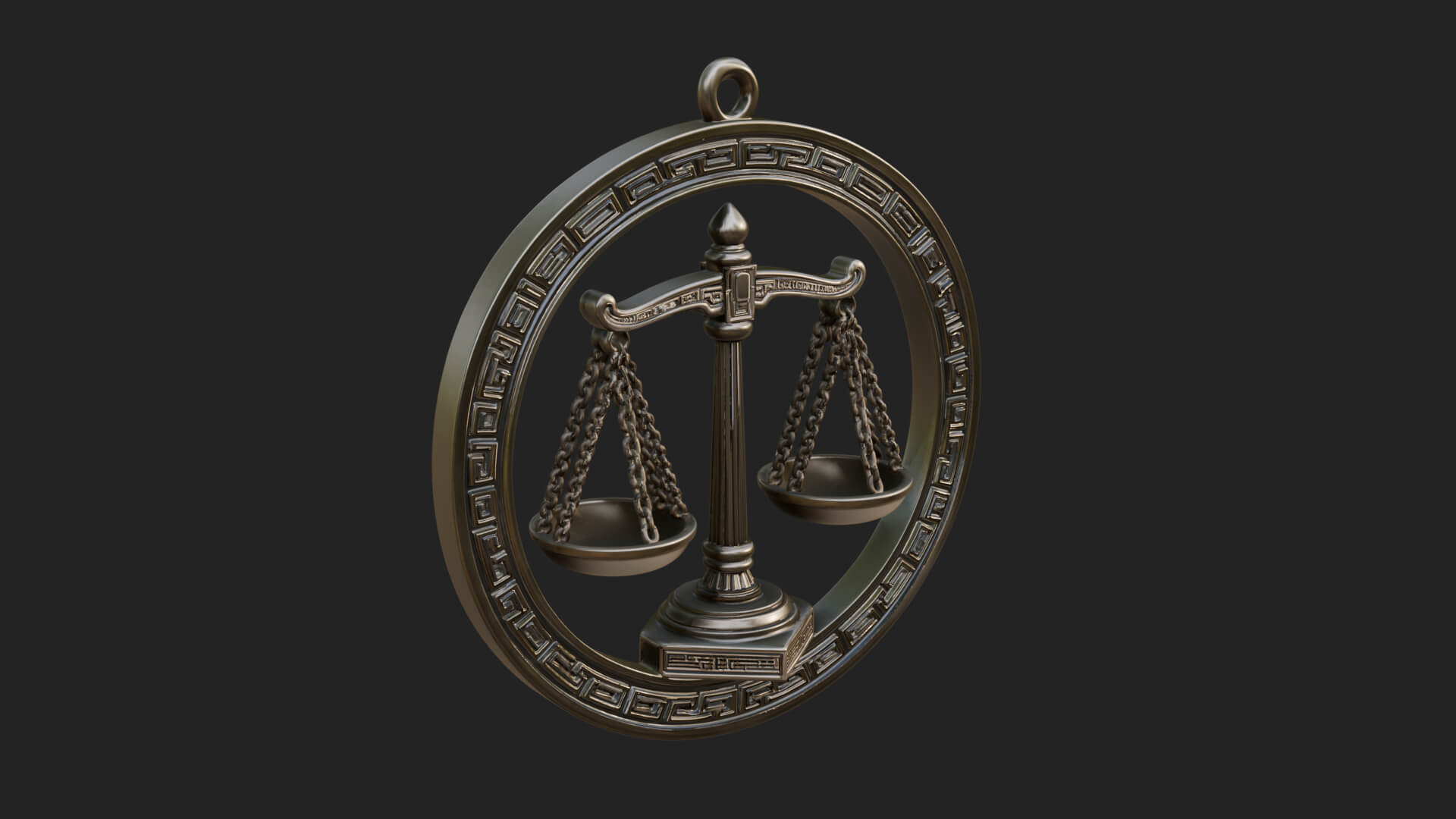 Libra Zodiac Relief Medallion Pendant Design 7 3D Print Mode 3D Model