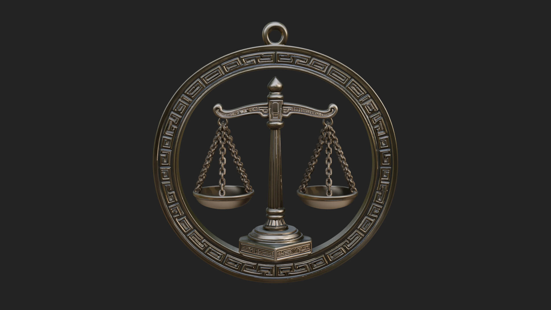 Libra Zodiac Relief Medallion Pendant Design 7 3D Print Mode 3D Model
