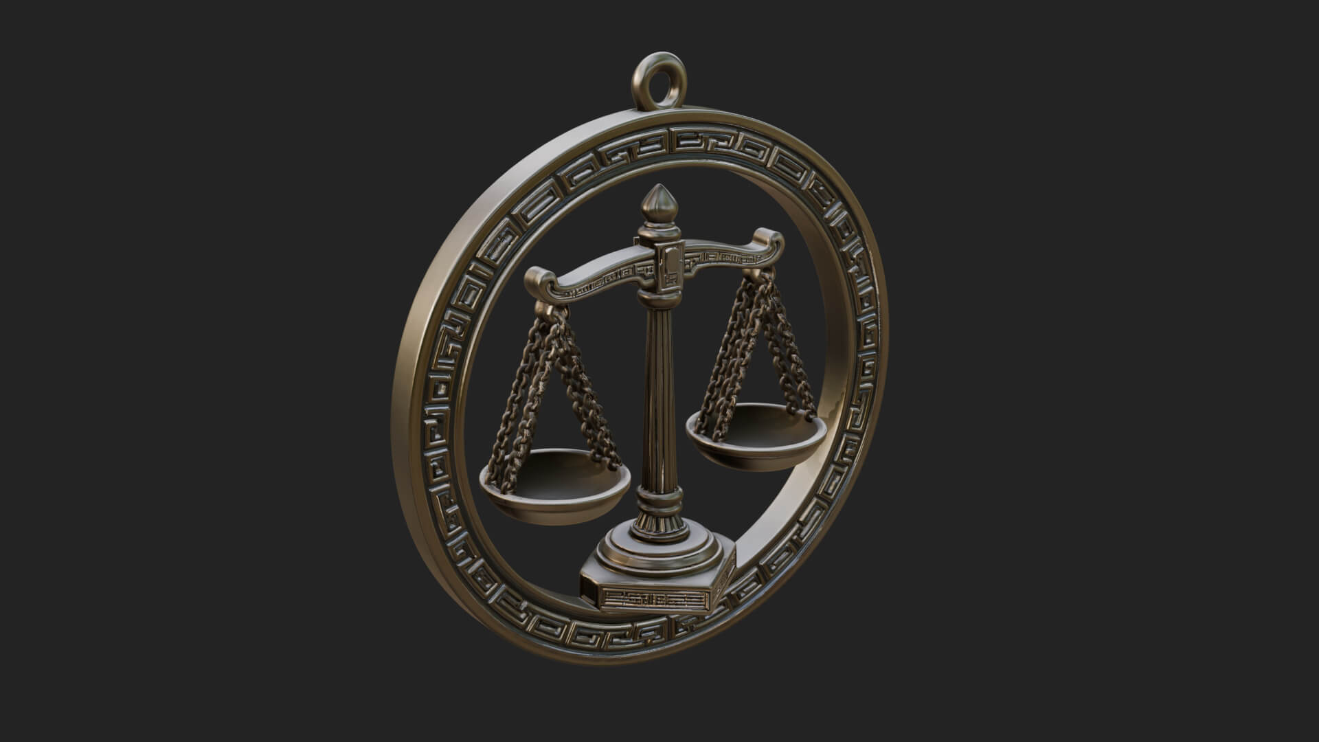 Libra Zodiac Relief Medallion Pendant Design 7 3D Print Mode 3D Model