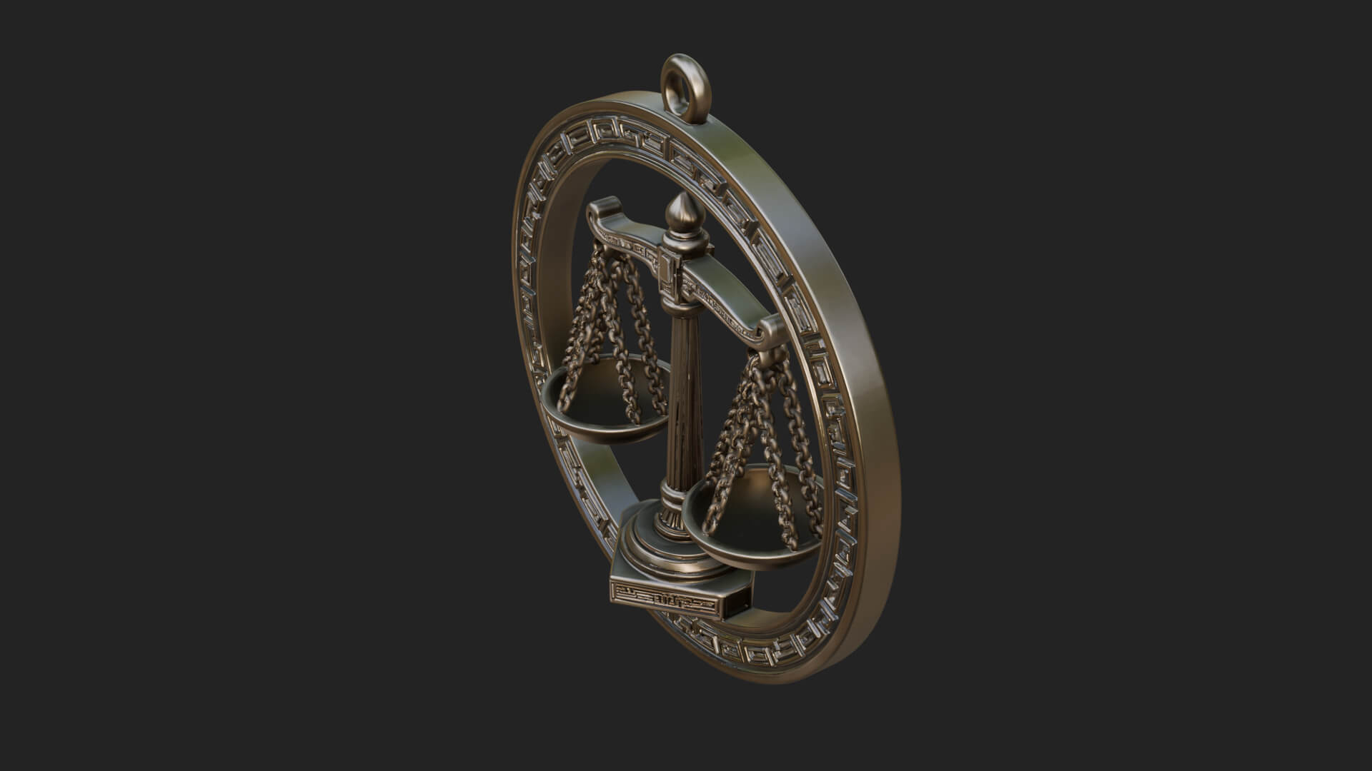 Libra Zodiac Relief Medallion Pendant Design 7 3D Print Mode 3D Model