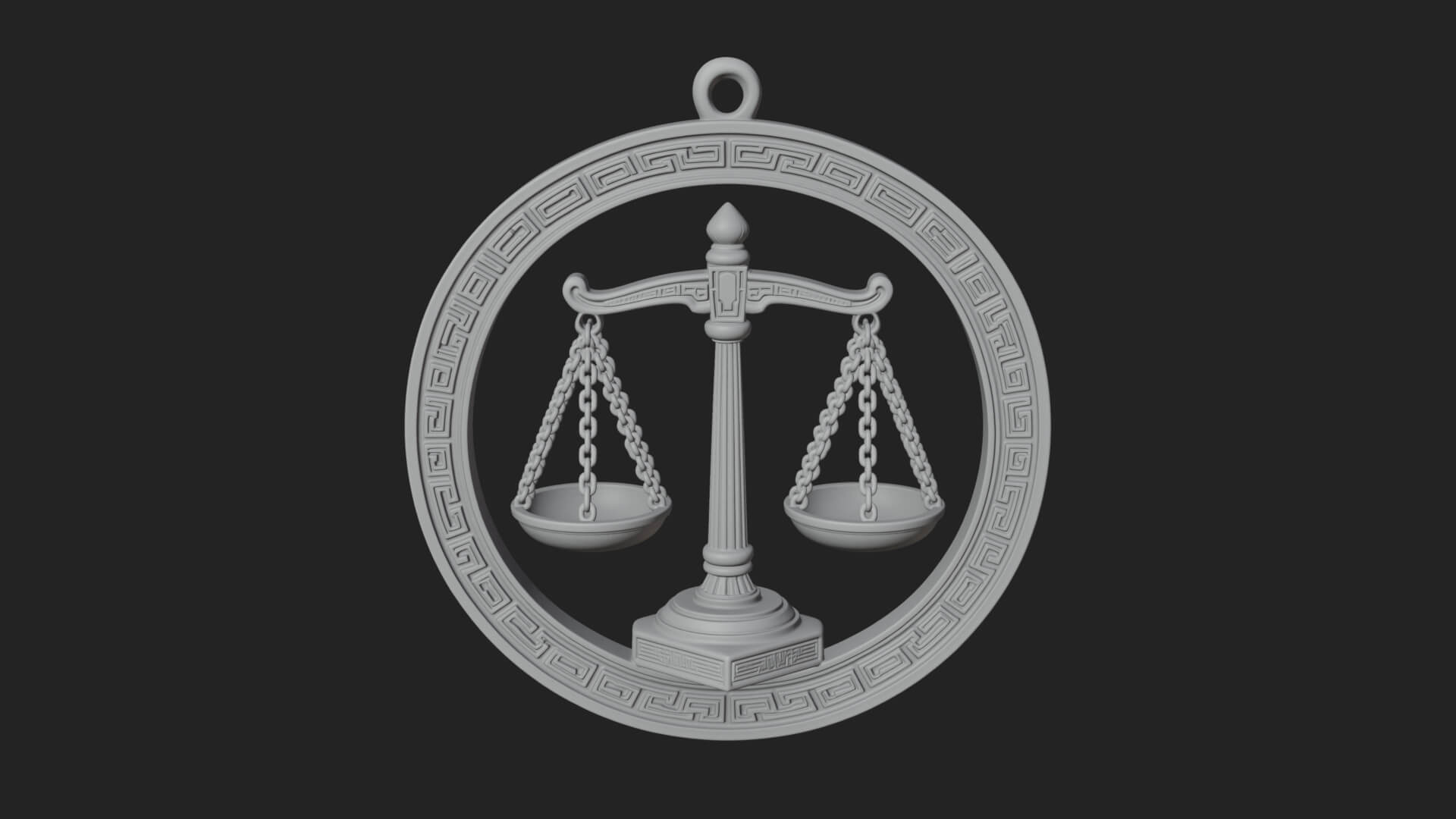 Libra Zodiac Relief Medallion Pendant Design 7 3D Print Mode 3D Model