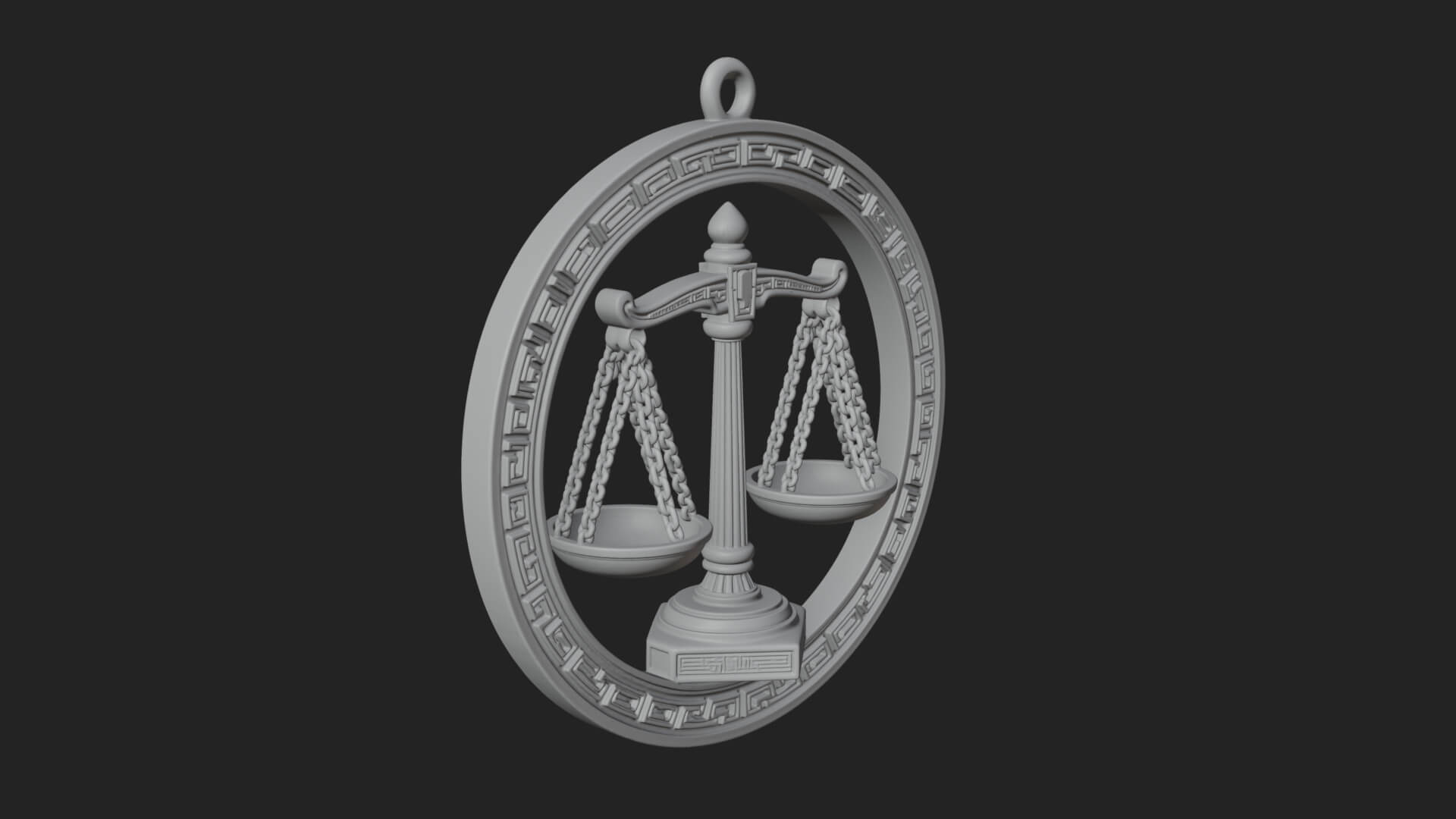 Libra Zodiac Relief Medallion Pendant Design 7 3D Print Mode 3D Model