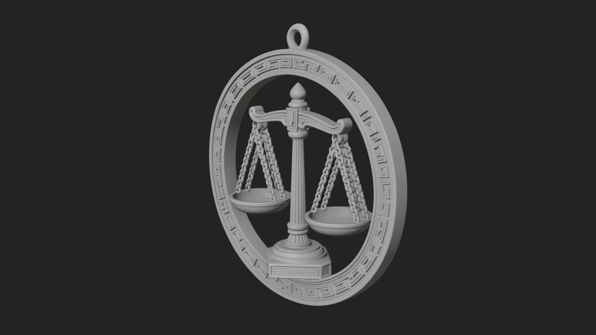 Libra Zodiac Relief Medallion Pendant Design 7 3D Print Mode 3D Model