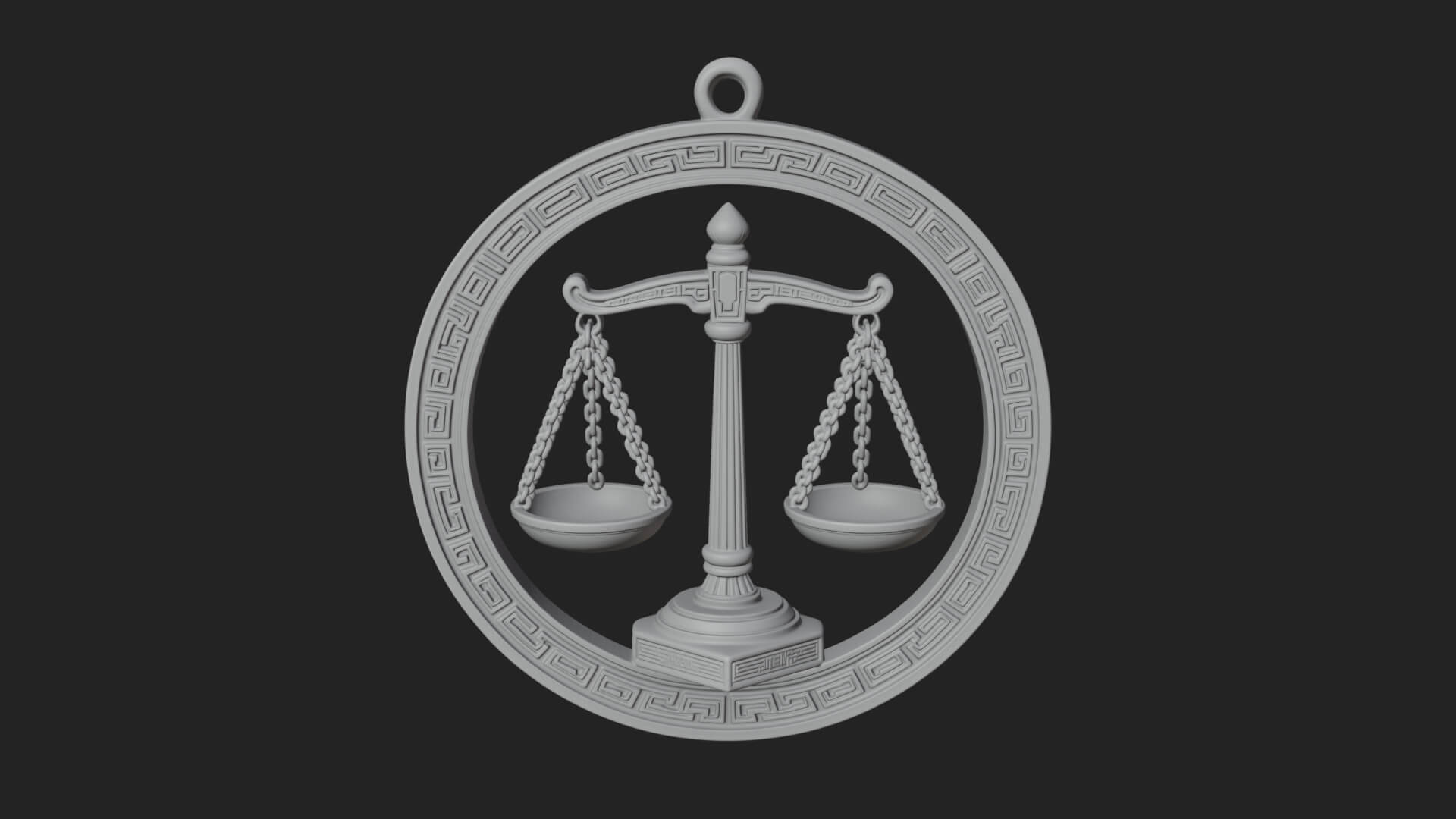 Libra Zodiac Relief Medallion Pendant Design 7 3D Print Mode 3D Model