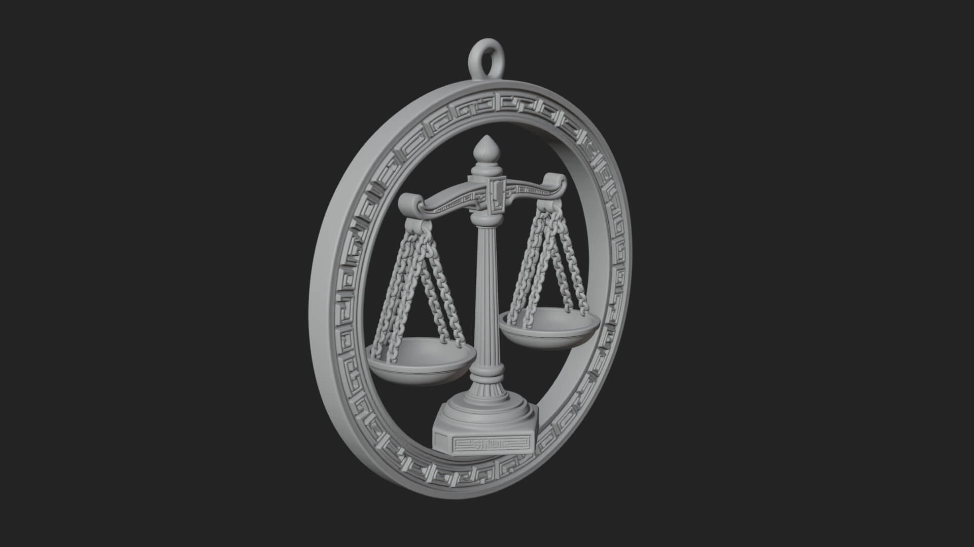 Libra Zodiac Relief Medallion Pendant Design 7 3D Print Mode 3D Model