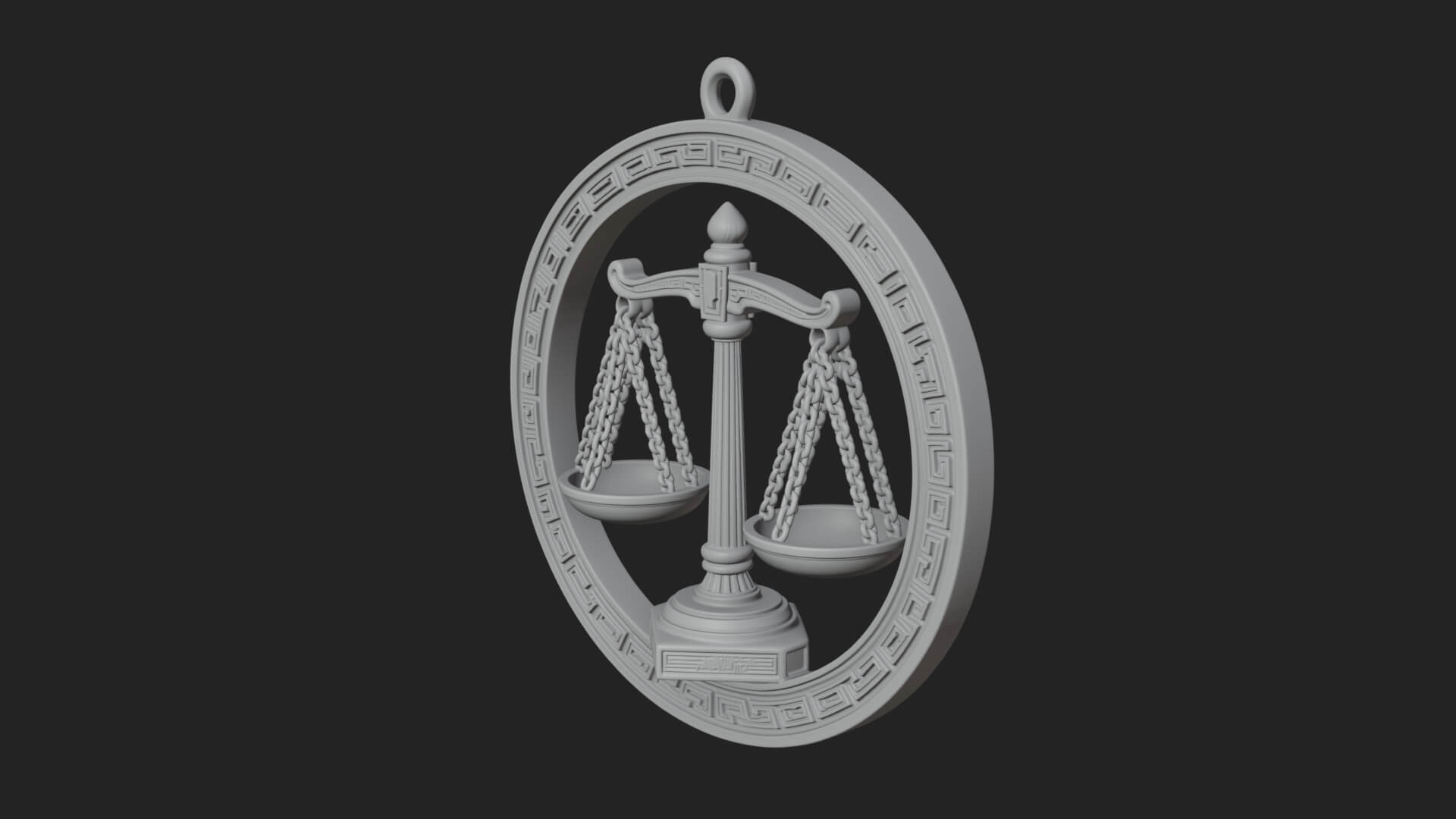Libra Zodiac Relief Medallion Pendant Design 7 3D Print Mode 3D Model