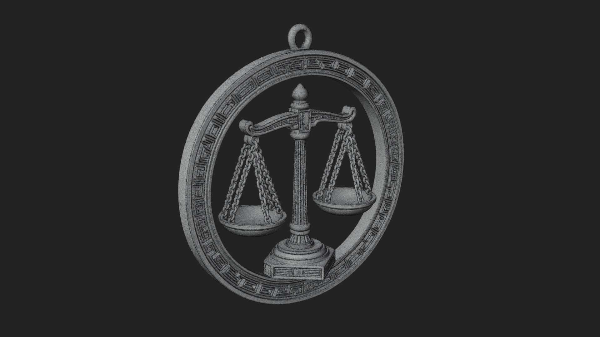 Libra Zodiac Relief Medallion Pendant Design 7 3D Print Mode 3D Model
