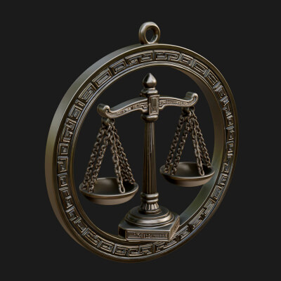 Libra Zodiac Relief Medallion Pendant Design 7 3D Print Mode