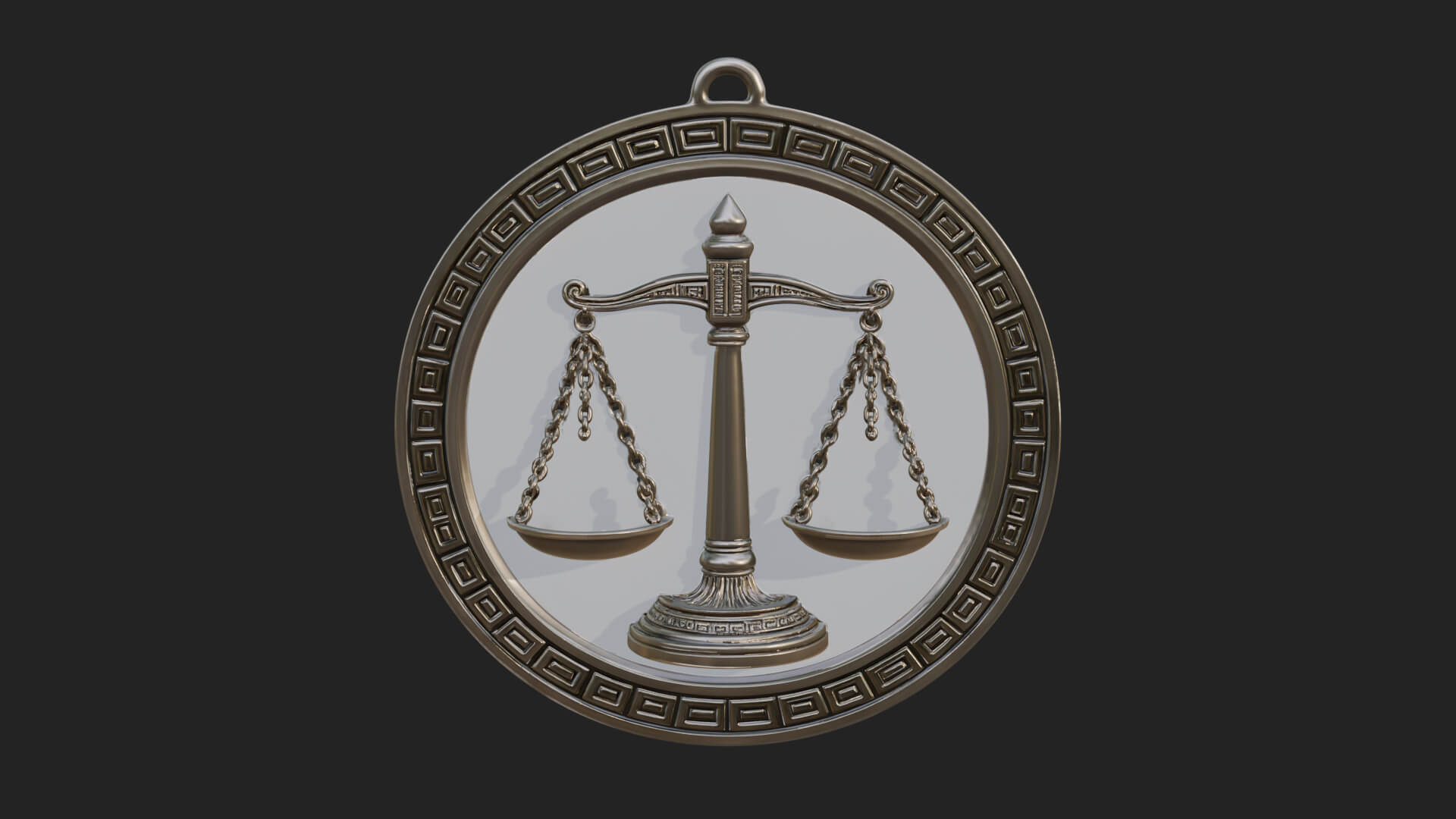 Libra Zodiac Relief Medallion Pendant Design 8 3D Print Mode 3D Model