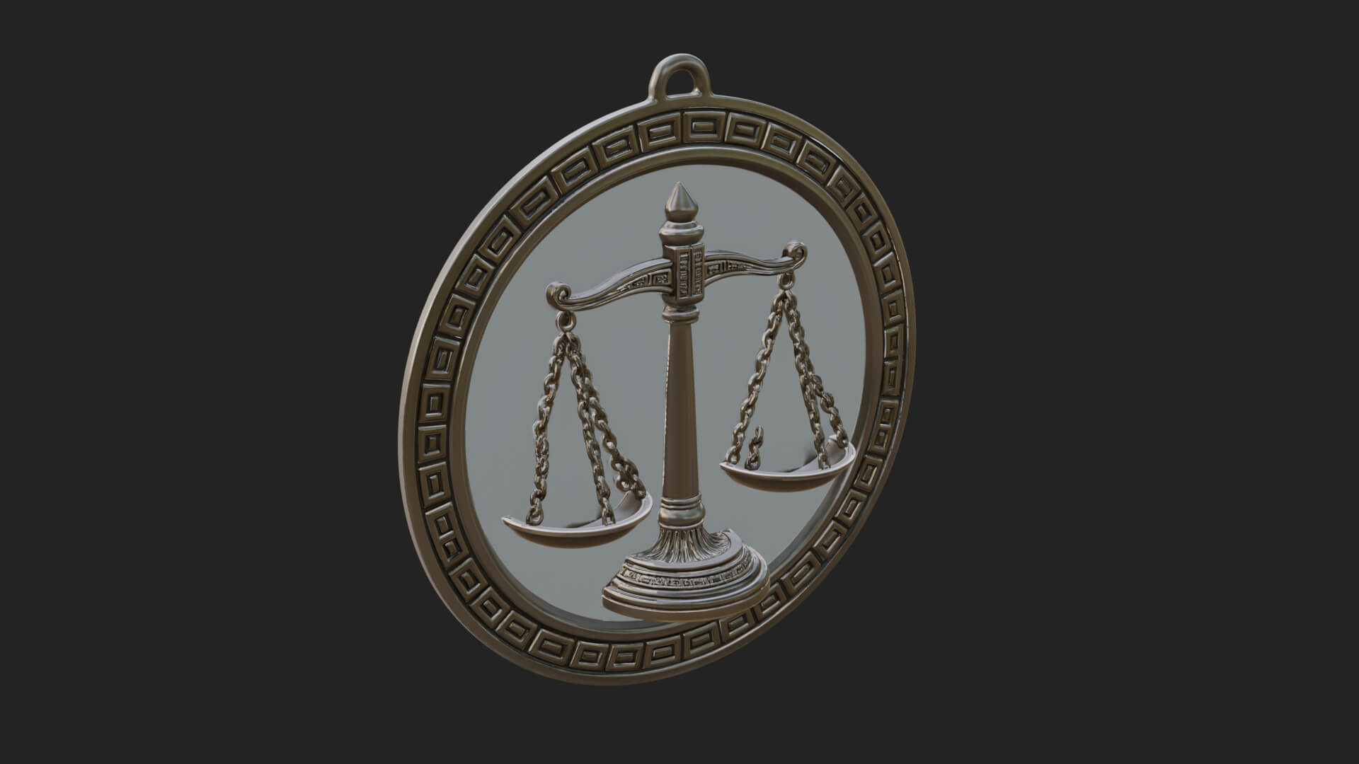 Libra Zodiac Relief Medallion Pendant Design 8 3D Print Mode 3D Model