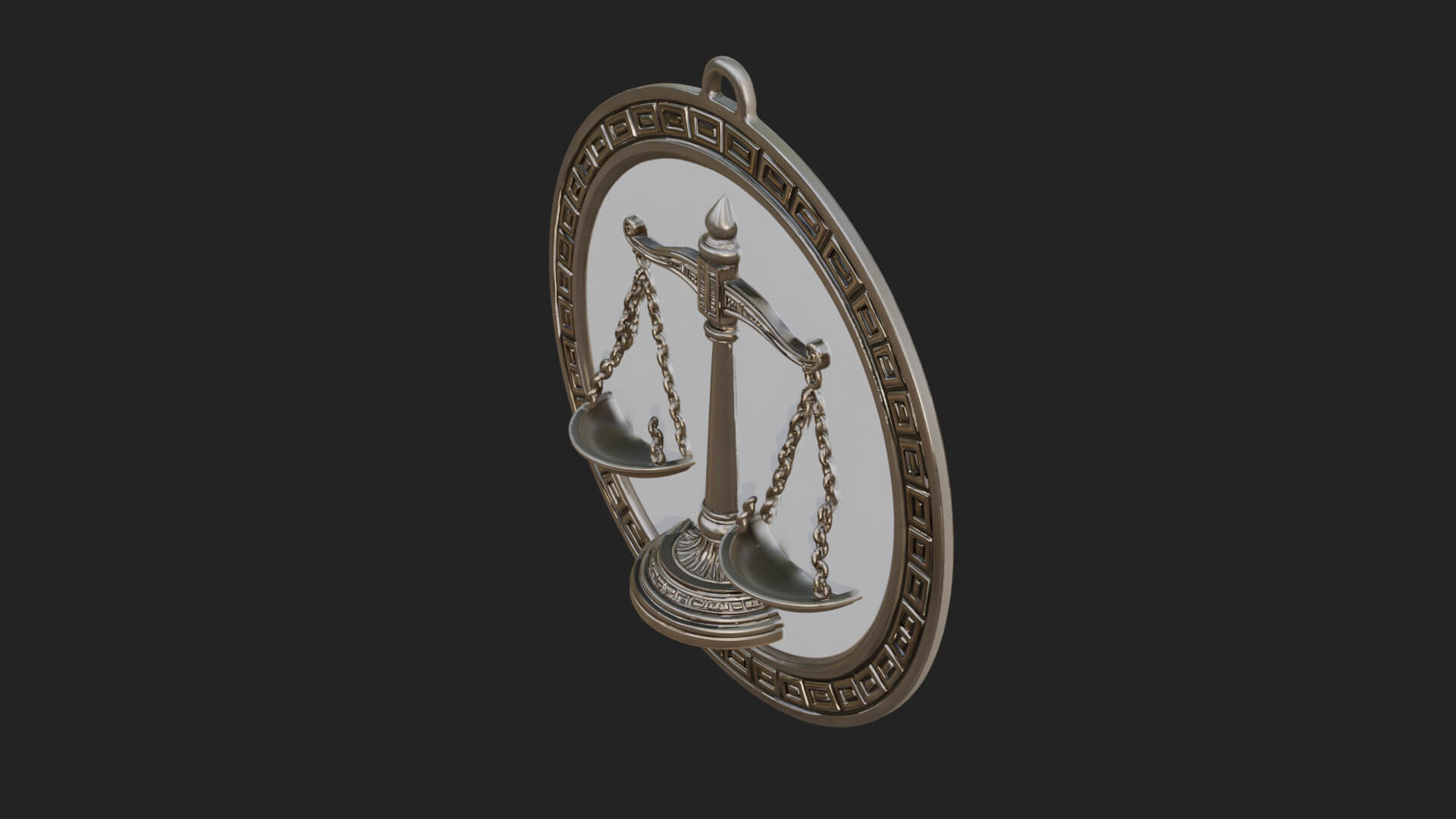 Libra Zodiac Relief Medallion Pendant Design 8 3D Print Mode 3D Model