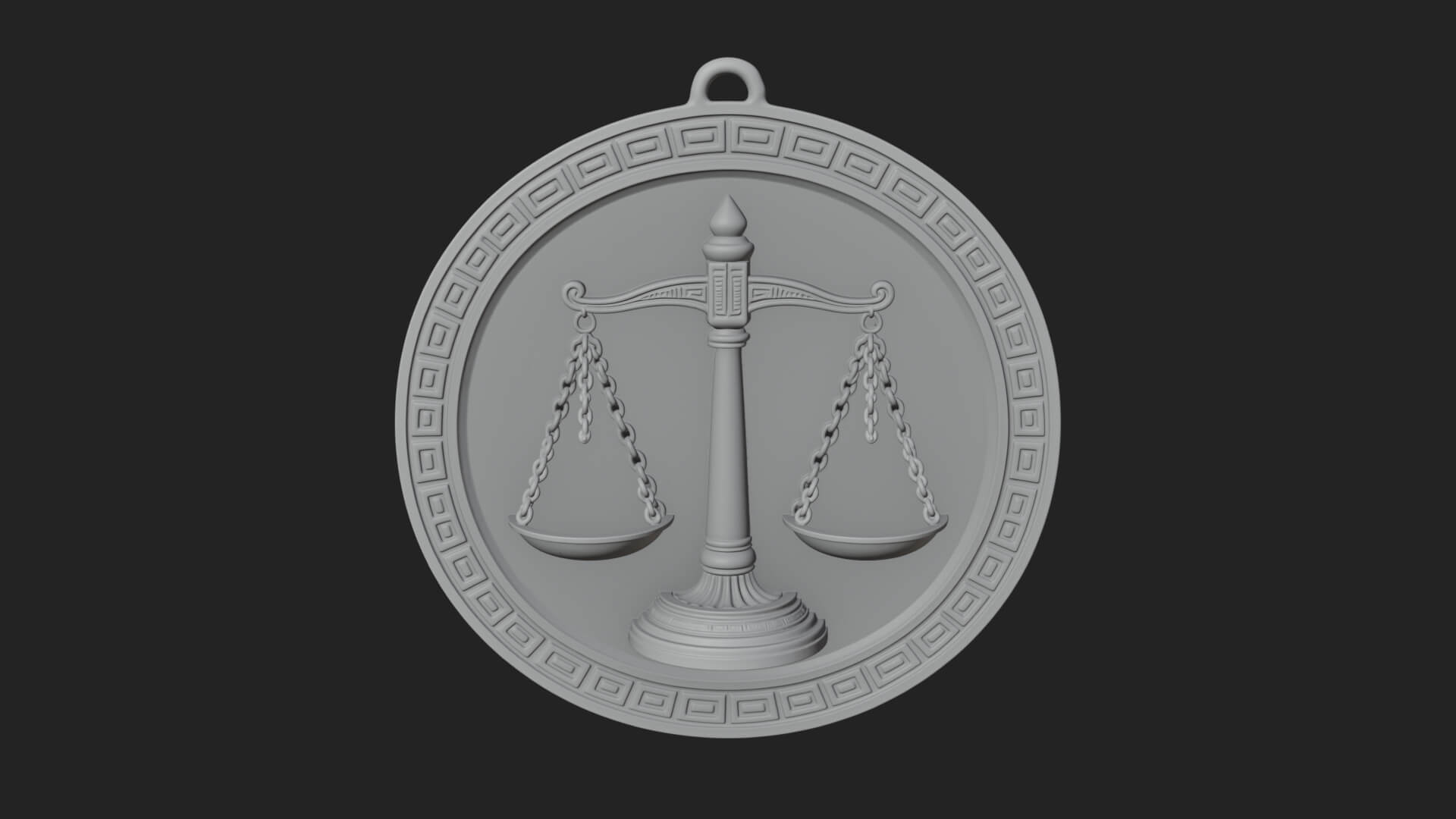 Libra Zodiac Relief Medallion Pendant Design 8 3D Print Mode 3D Model