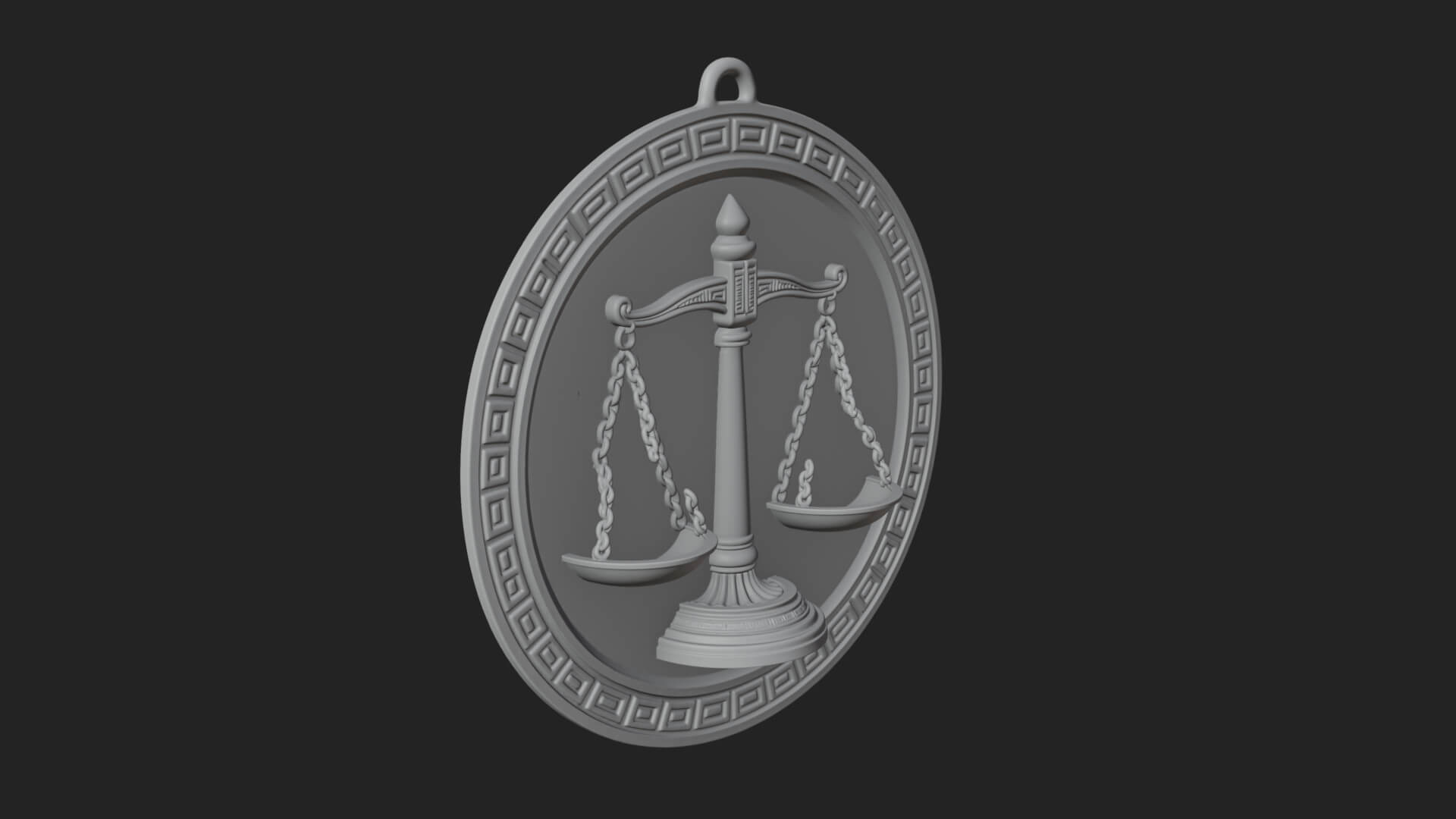 Libra Zodiac Relief Medallion Pendant Design 8 3D Print Mode 3D Model