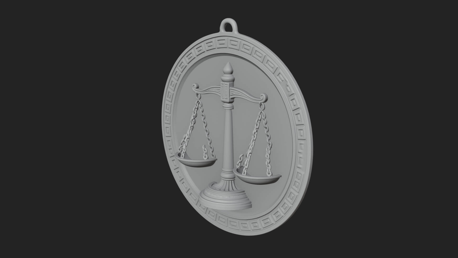 Libra Zodiac Relief Medallion Pendant Design 8 3D Print Mode 3D Model