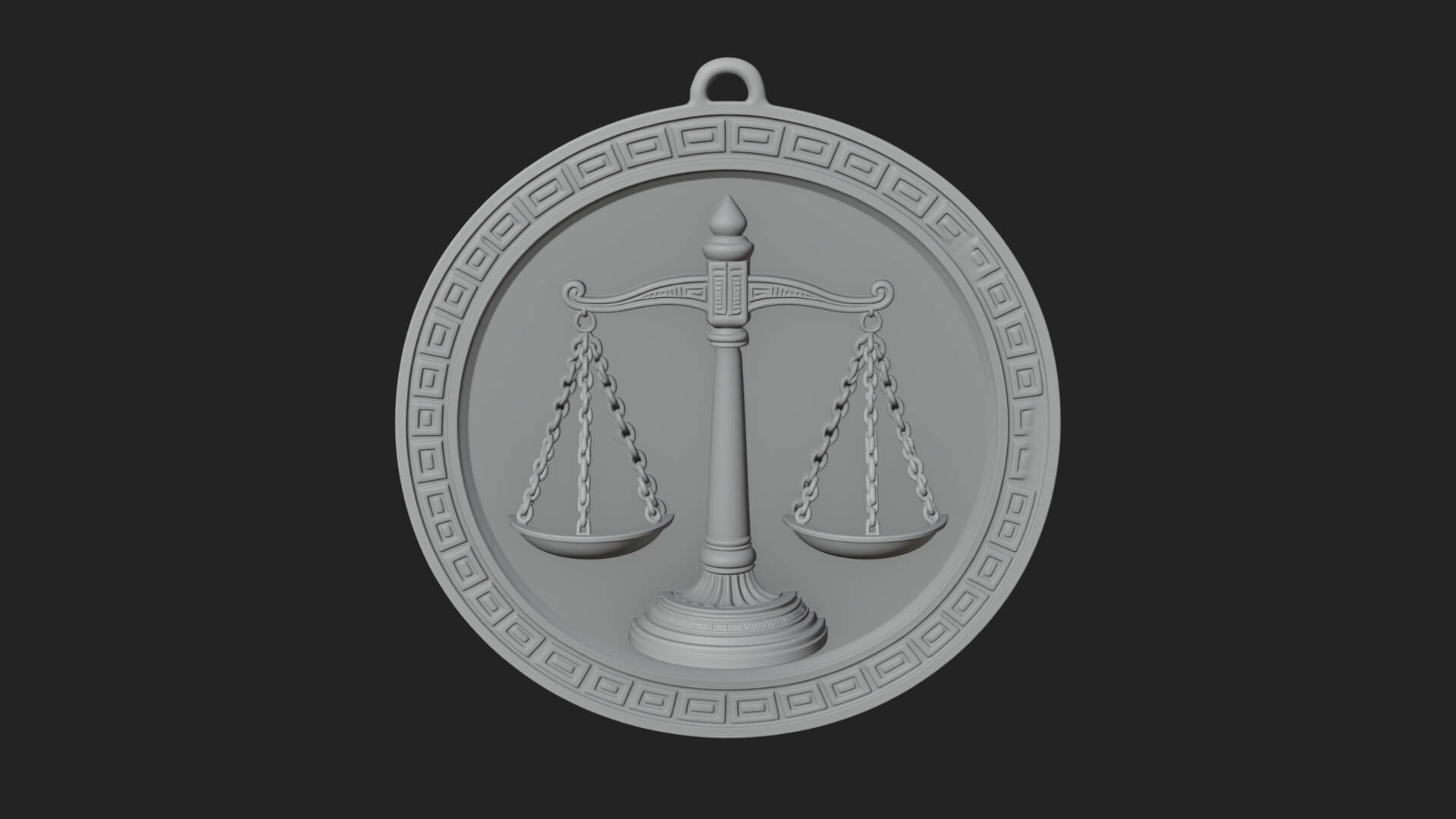 Libra Zodiac Relief Medallion Pendant Design 8 3D Print Mode 3D Model