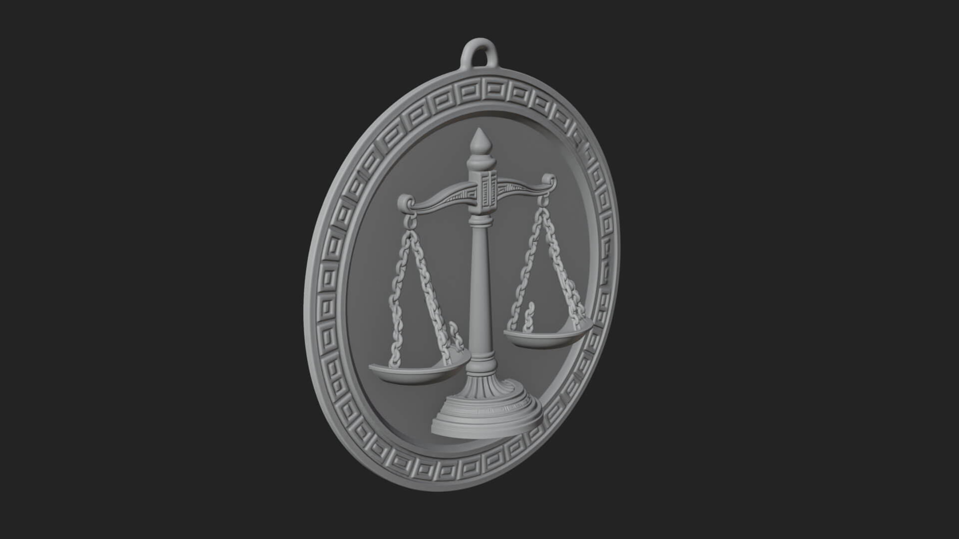 Libra Zodiac Relief Medallion Pendant Design 8 3D Print Mode 3D Model